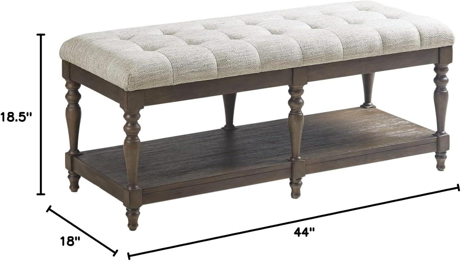 Martha Stewart Highland Tufted Accent Bench with Shelf