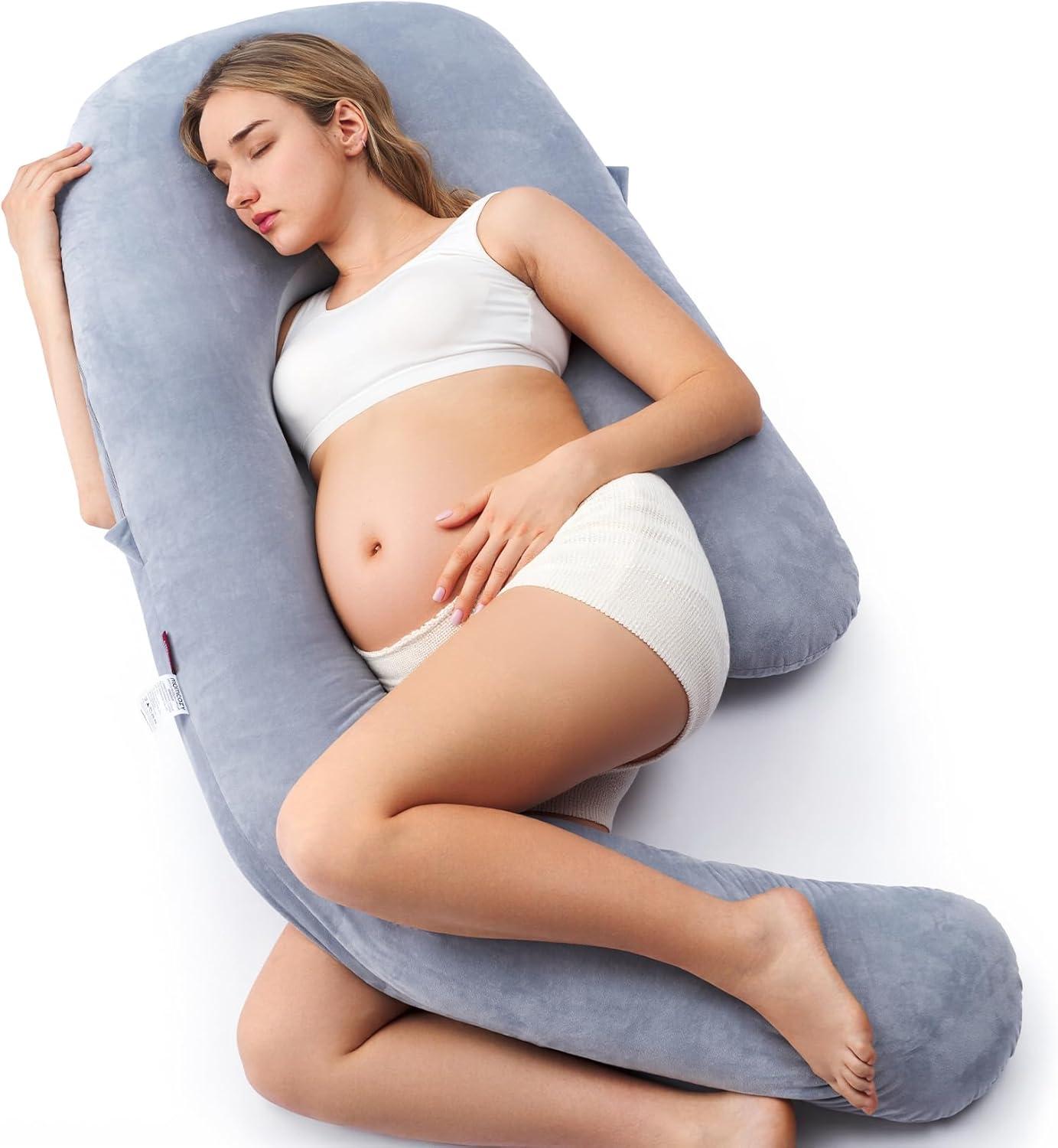 Dreamlign Velvet Grey Adjustable Full Body Maternity Pillow