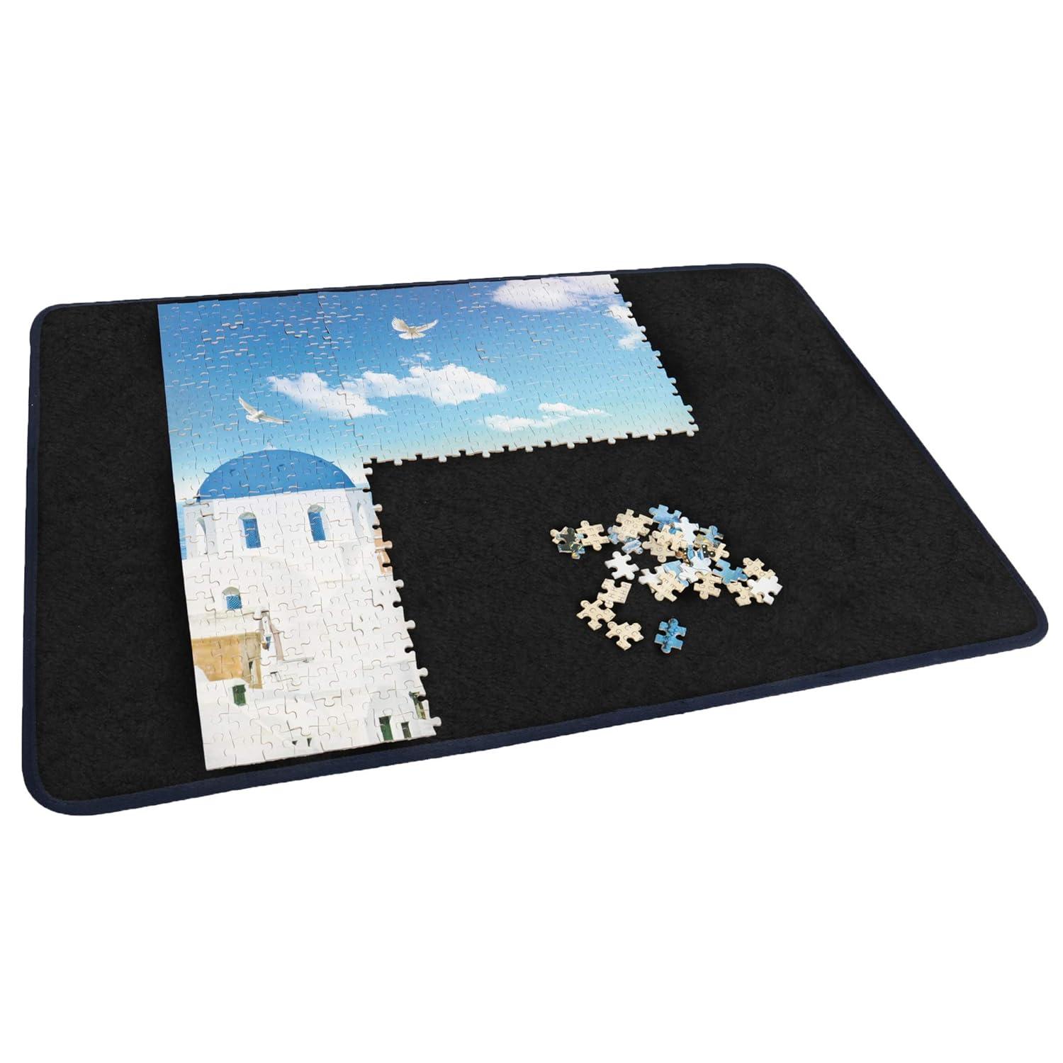 Becko US Jigsaw Puzzle Board Portable Puzzle Mat for Puzzles Storage Saver, Non-Slip Surface, Sturdy and Movable, Up to 1000 Pieces (Blue/Black)