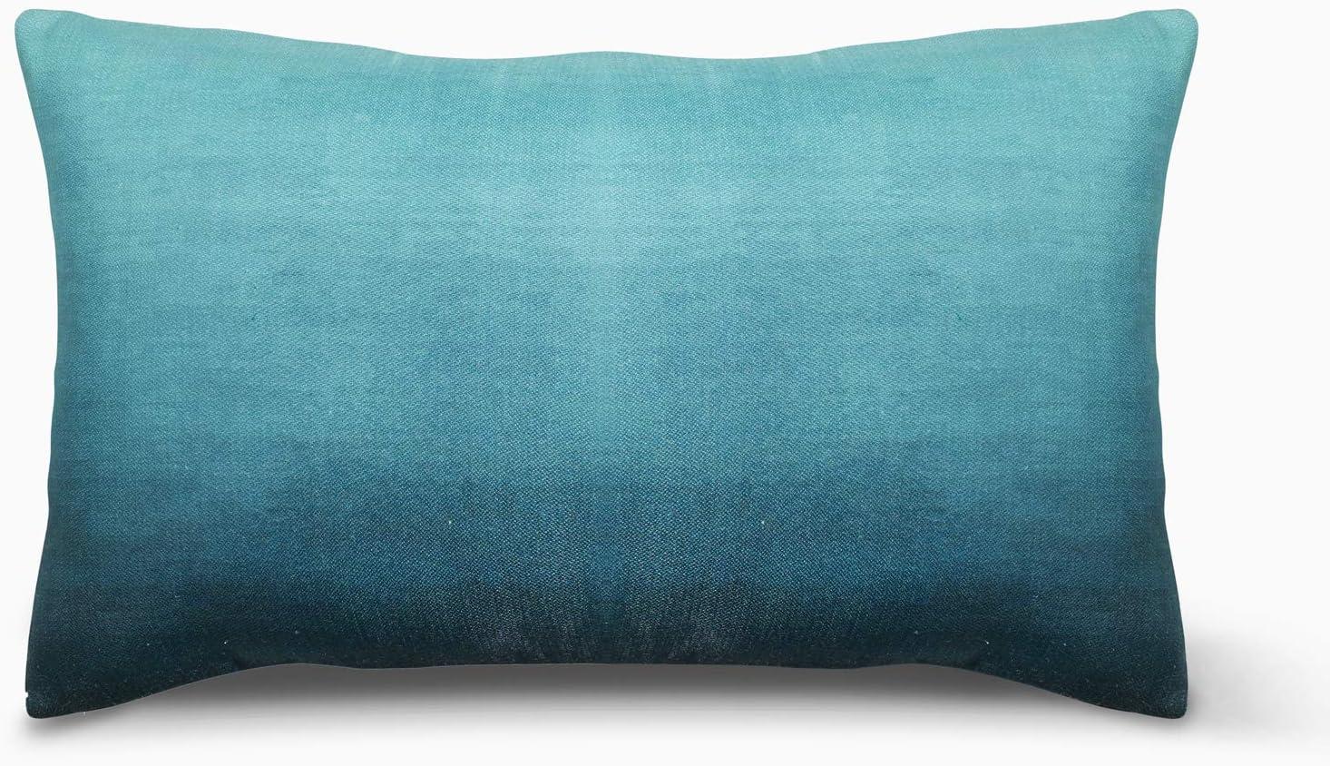 Fab Habitat Indoor/Outdoor Lumbar Pillow Made from Recycled Polyester Yarn - Double Sided, Stain Resistant, Machine Washable - Ombre - Patio, Deck, Porch, Living Room - Big Sur Teal (14" x 24")