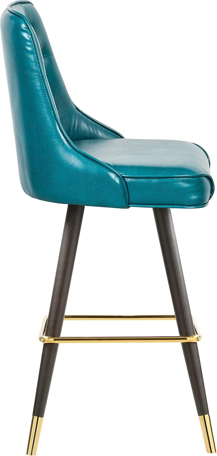 Meridian Furniture 908Blue-C Portnoy Collection Modern | Contemporary Vegan Leather Counter Height Stool with Button Tufting and Custom Matte Black Metal Legs, Teal, 20.5" W x 22.5" D x 40" H