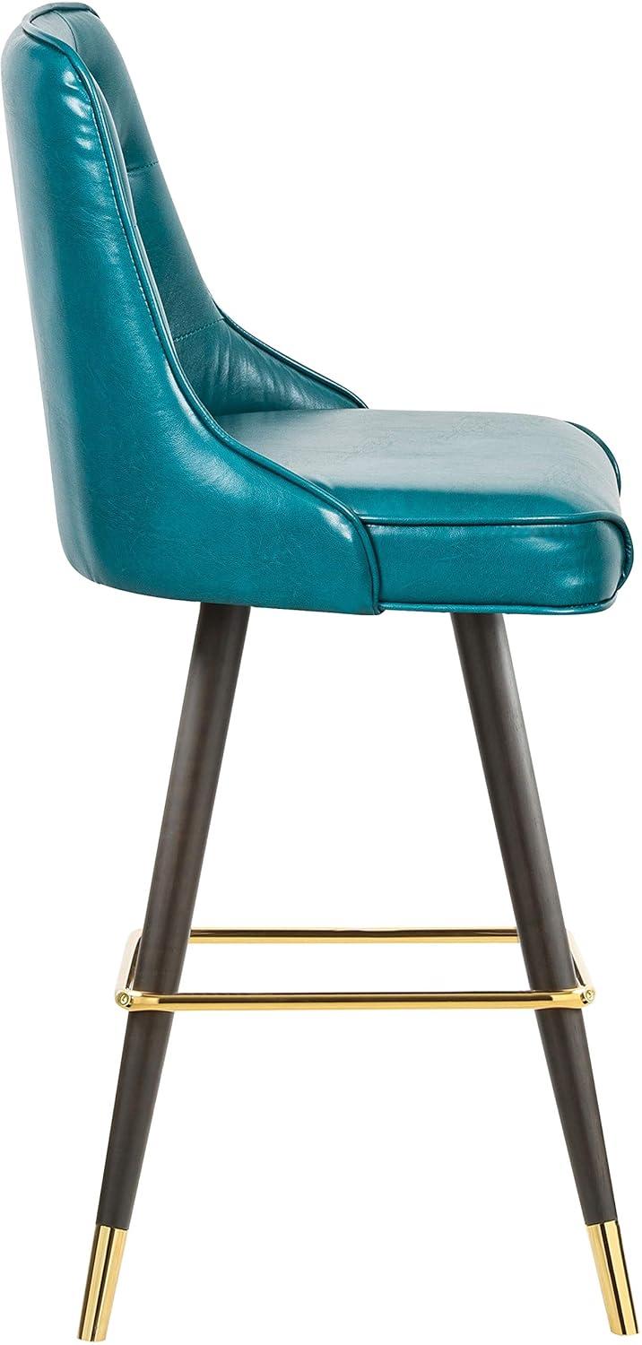 Meridian Furniture 908Blue-C Portnoy Collection Modern | Contemporary Vegan Leather Counter Height Stool with Button Tufting and Custom Matte Black Metal Legs, Teal, 20.5" W x 22.5" D x 40" H