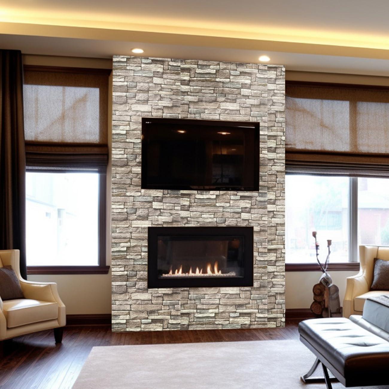 Yutianli 20PSC 3D Wall Panels Peel and Stick Faux Brick Wall Panels Self-Adhesive 3D Brick Wallpaper Foam Stone Wall Panel