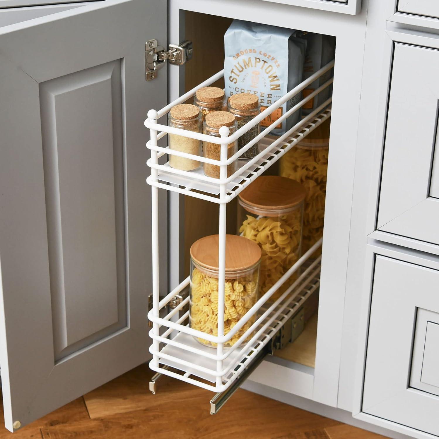 Glidez Multipurpose Steel Pull-Out/Slide-Out Storage Organizer with Plastic Liners for Under Cabinet Use, Fits Standard Size Cabinet or Shelf