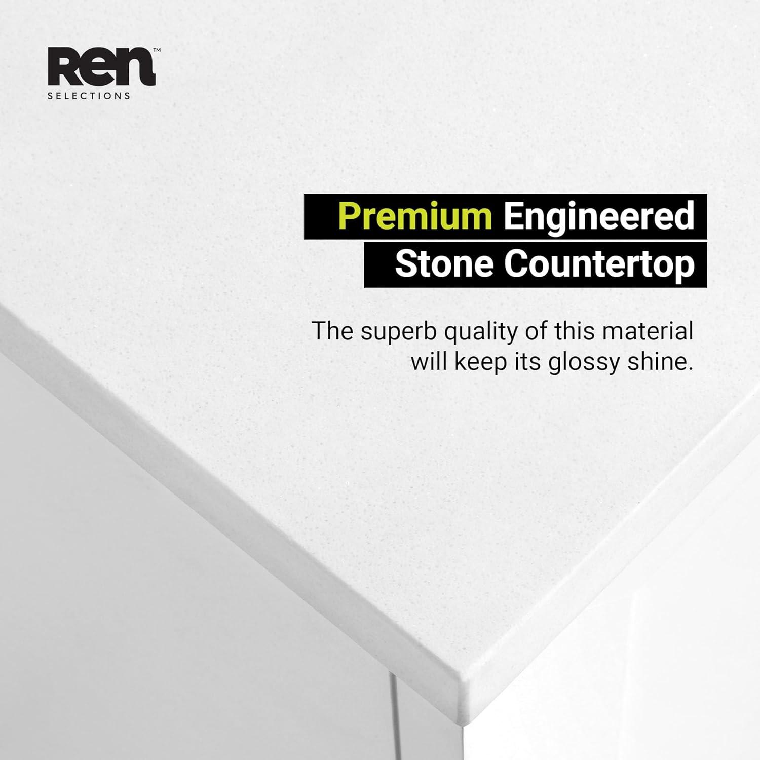 REN Selections Travis 24 in. White Single Bathroom Vanity with Undermount Oval Sink, and White Engineered Stone Countertop Included