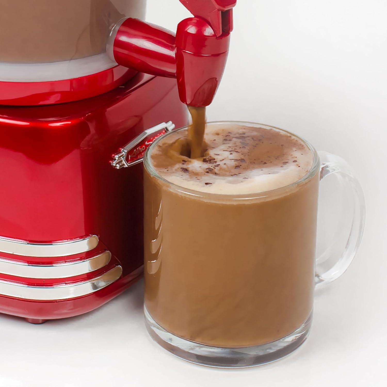 Nostalgia Retro 32-Ounce Hot Chocolate, Milk Frother, Cappuccino, Mocha, Latte Maker and Dispenser