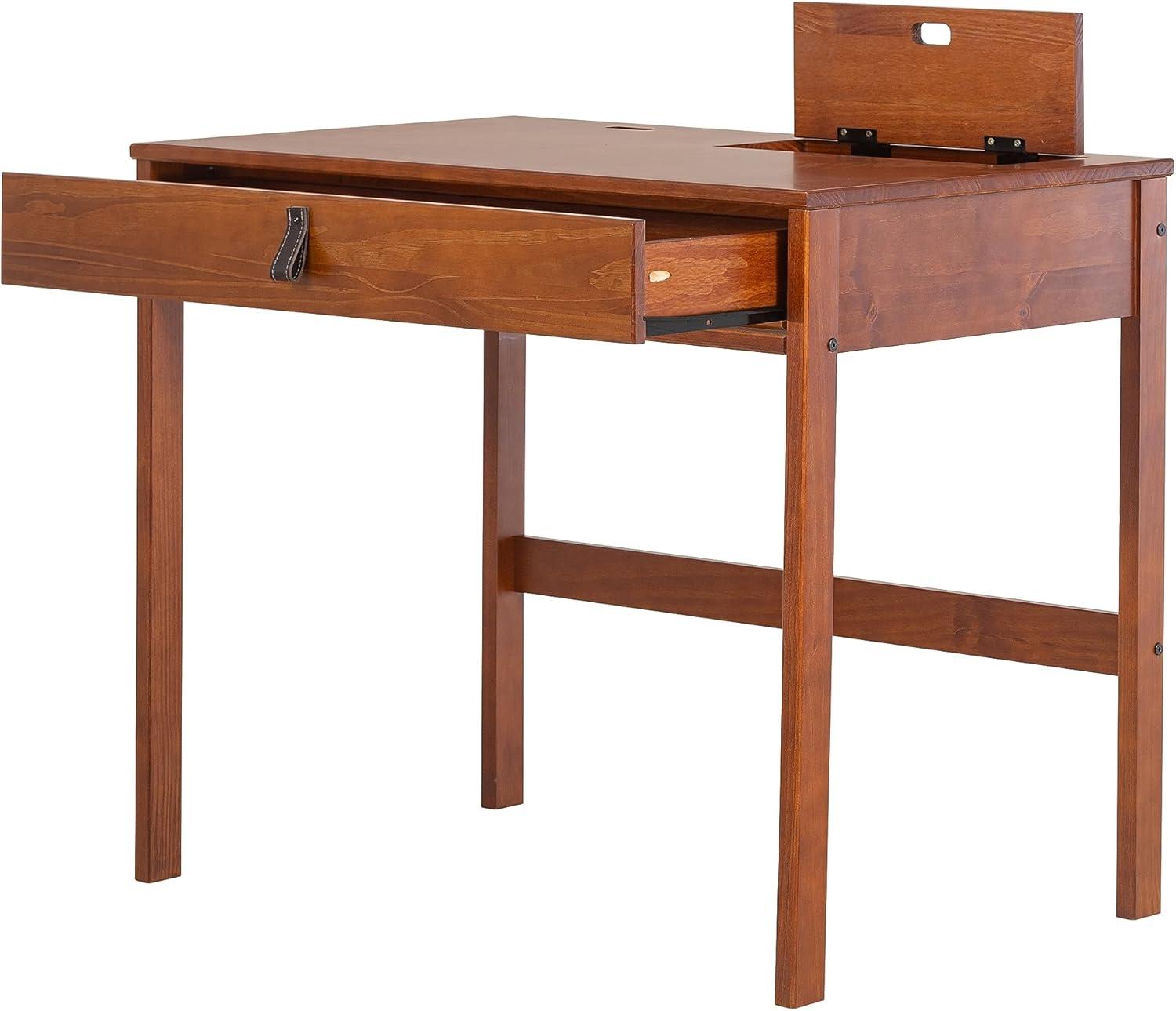 Memomad Bali Modern Home Office Desk with Drawer and Smart Storage for All Ages (35in Width, Caramel Brown Wood)