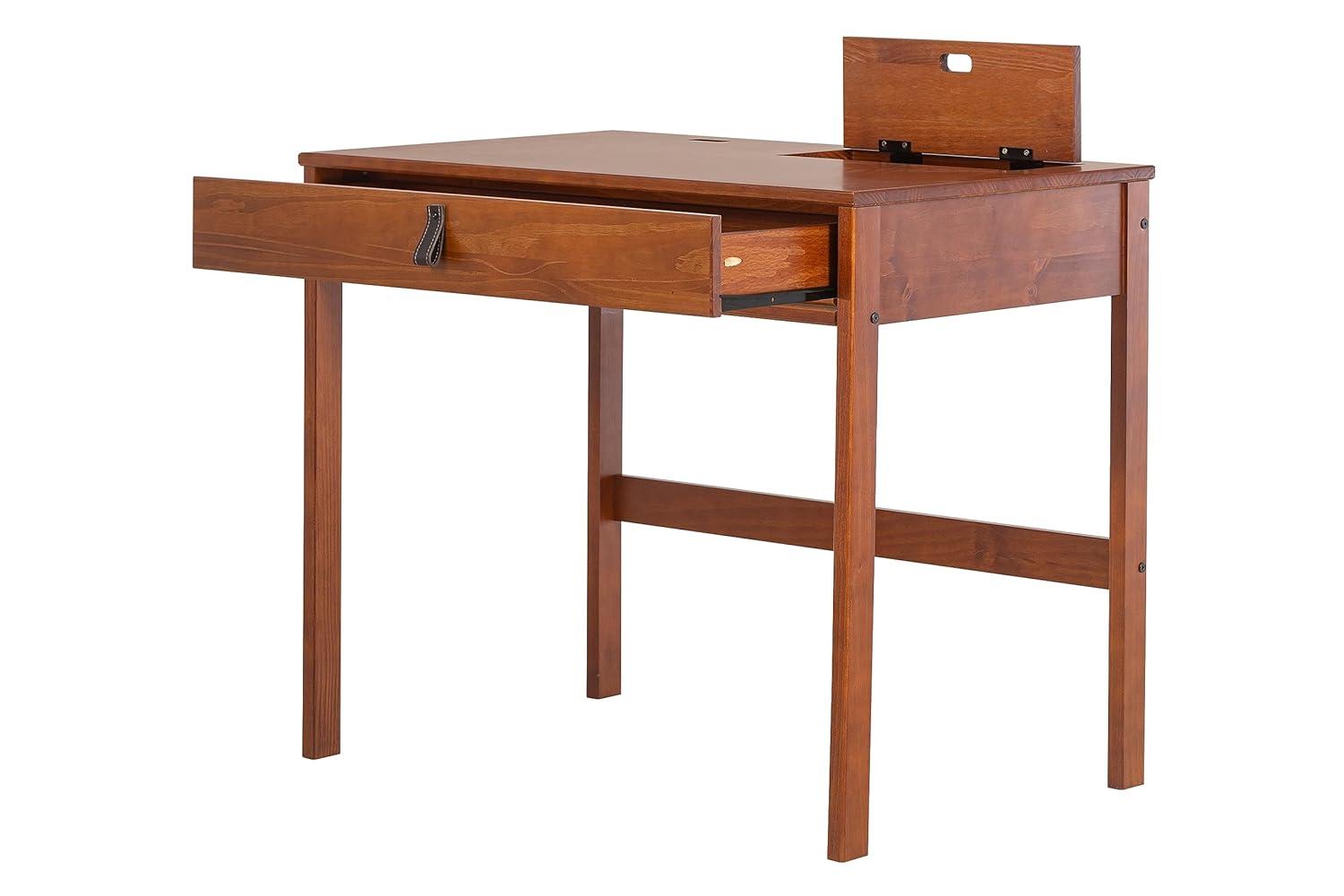 Memomad Bali Modern Home Office Desk with Drawer and Smart Storage for All Ages (35in Width, Caramel Brown Wood)