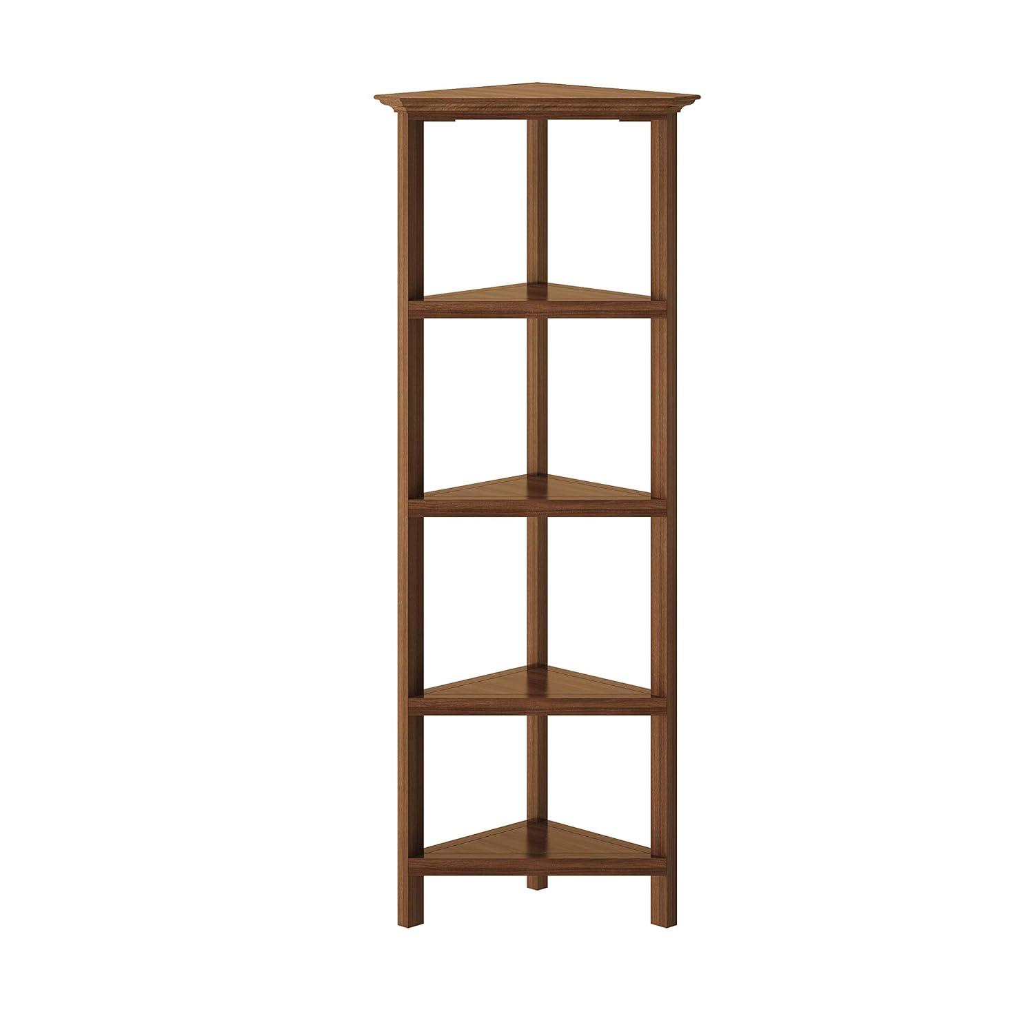 NewRidge 4-Tier Corner Wooden Bookcase Walnut