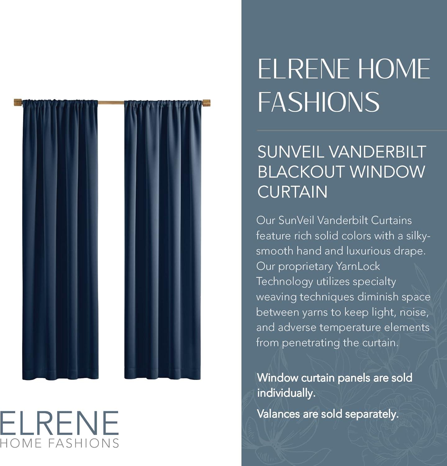 Elrene Vanderbilt Extra Wide Blackout Single Window Curtain Panel - SunVeil