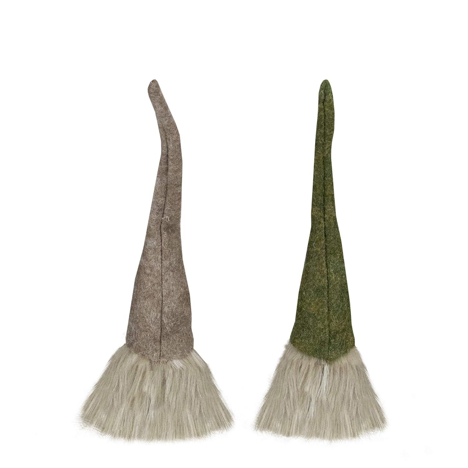 Northlight Christmas Gnome with Pointy Hat Figures - 10.5" - Green and Brown - Set of 2