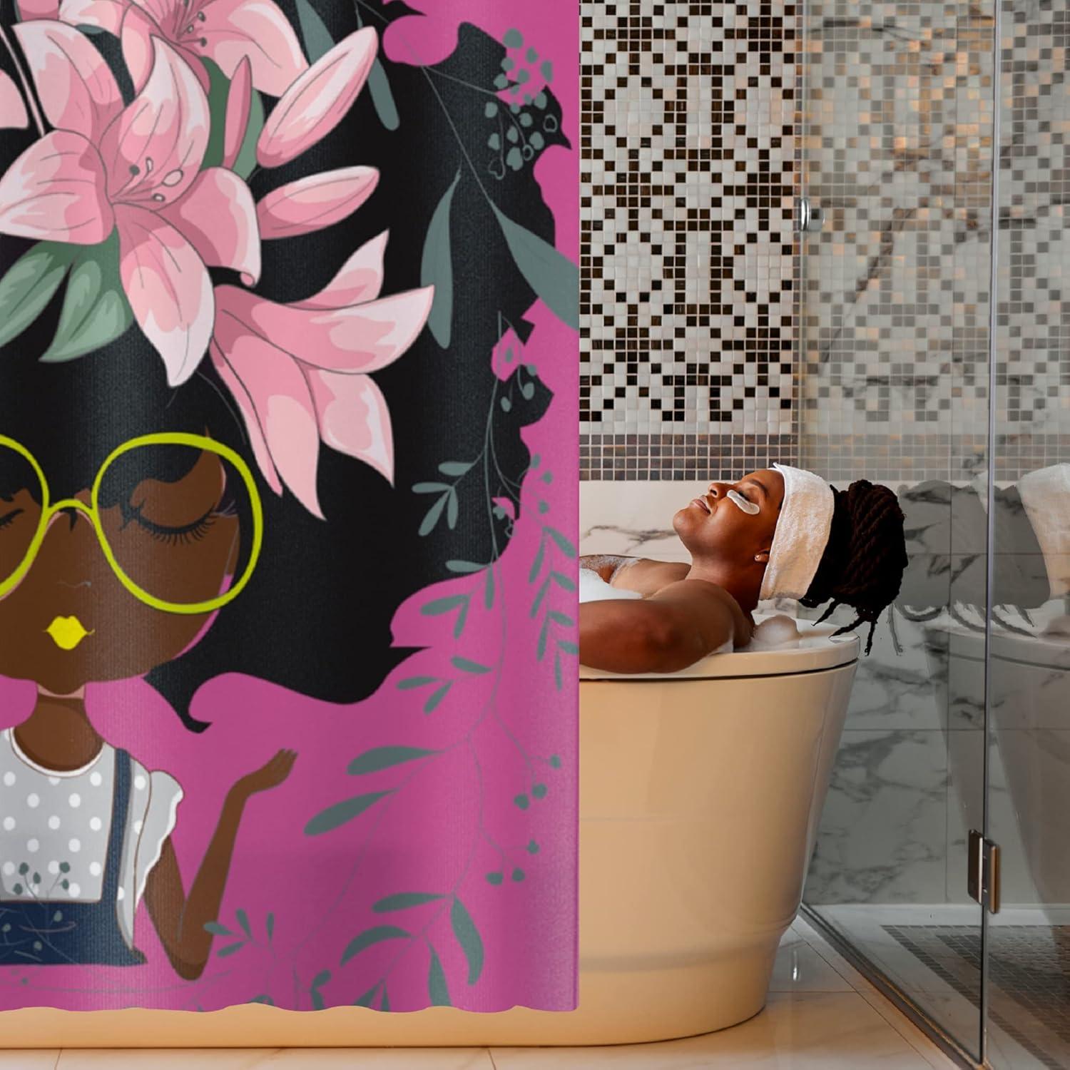Pardon My Fro | Lily Grommet Shower Curtain, Pink