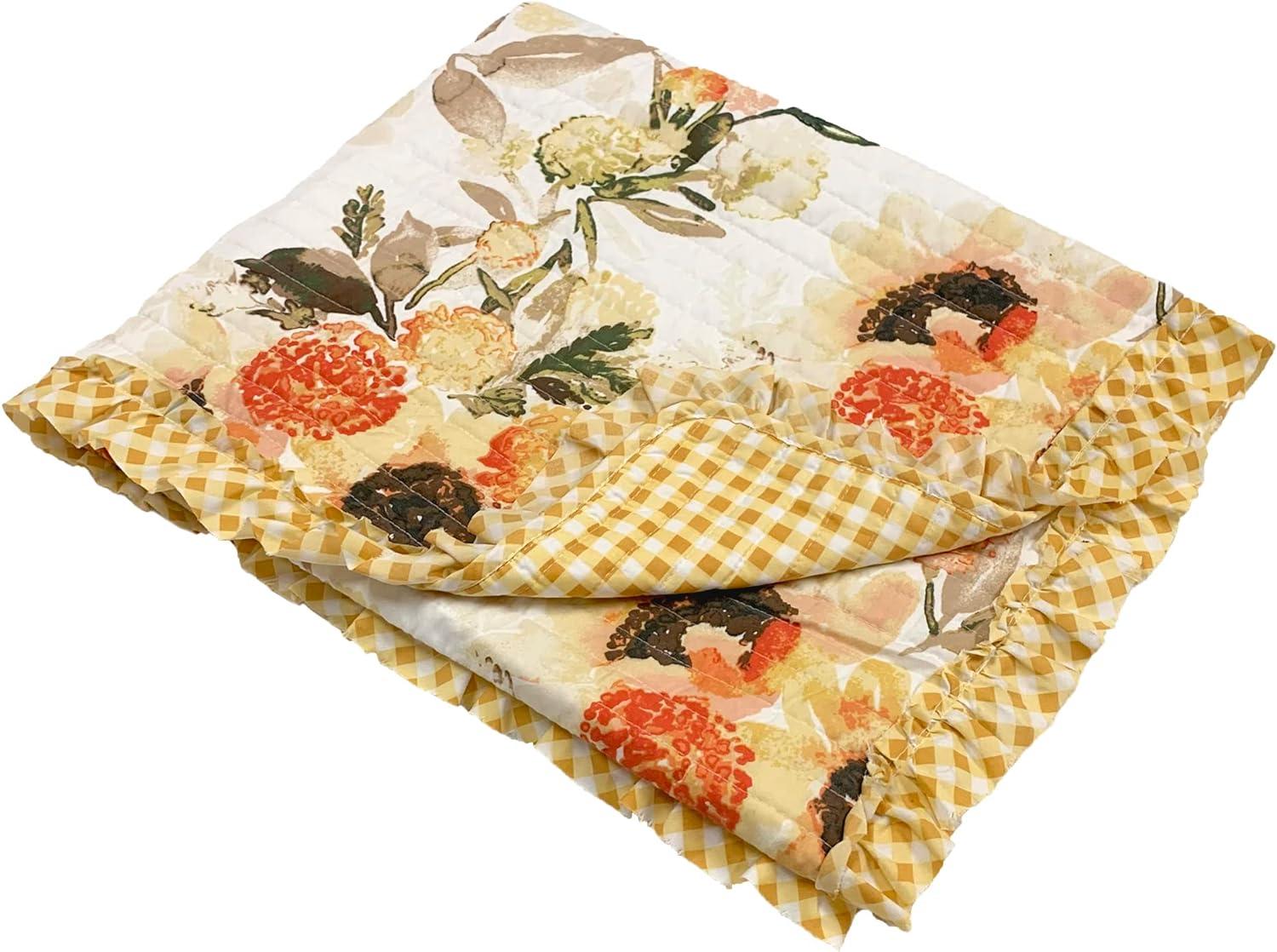 Somerset Sunflower Reversible Quilted Throw with Gingham Ruffles