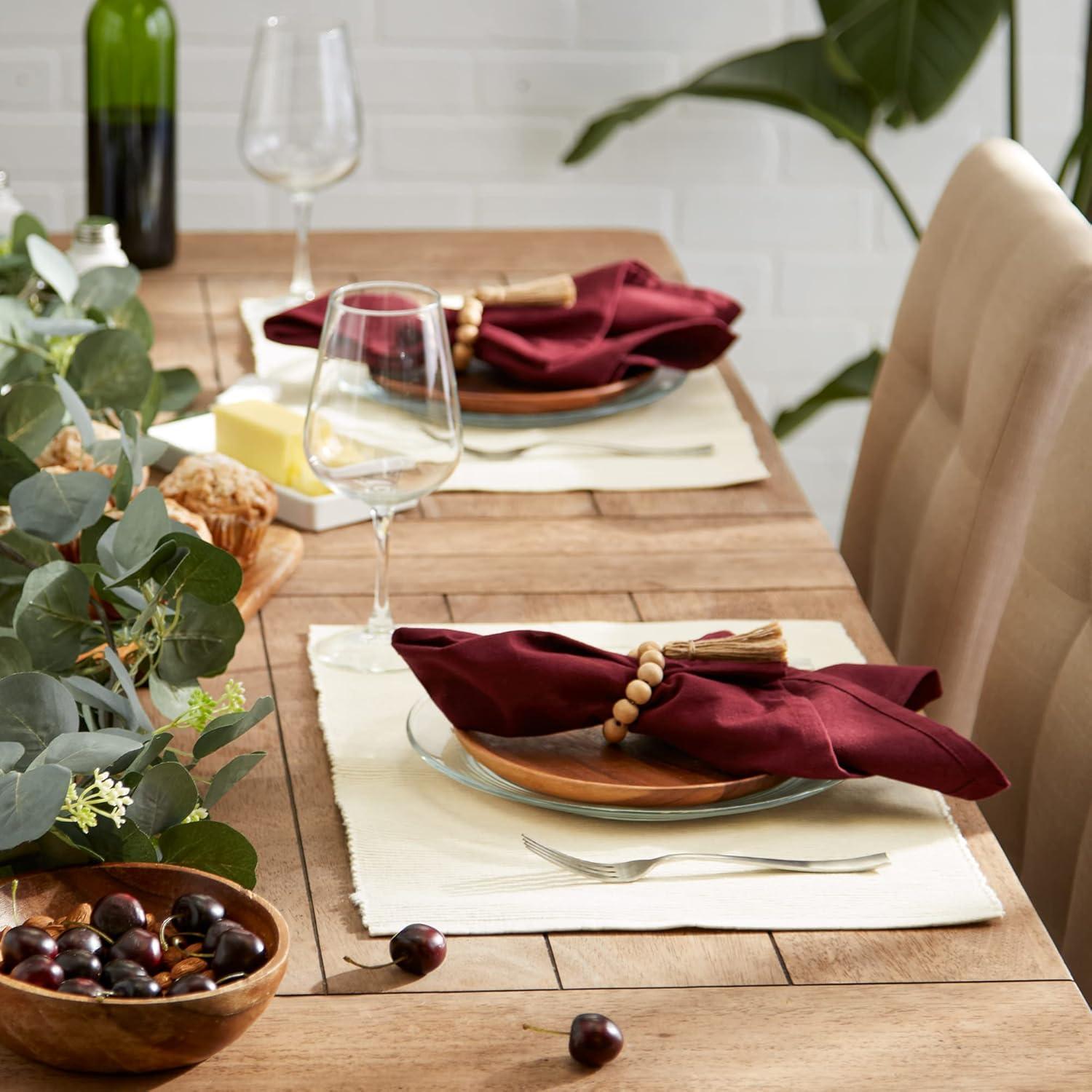 Natural Ribbed Cotton 6-Piece Placemat Set