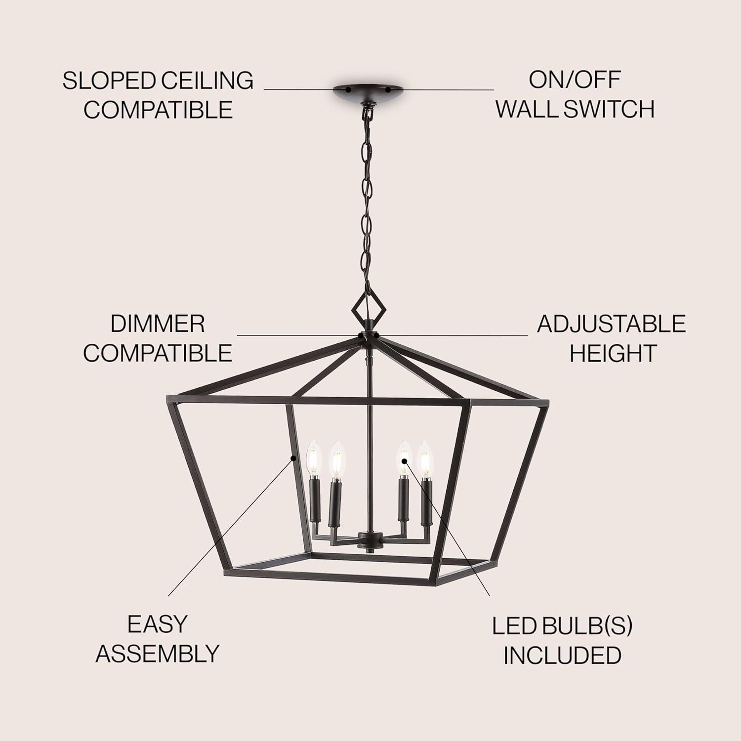 Gatsby Adjustable 98" Rustic Iron LED Lantern Pendant in Oil-Rubbed Bronze