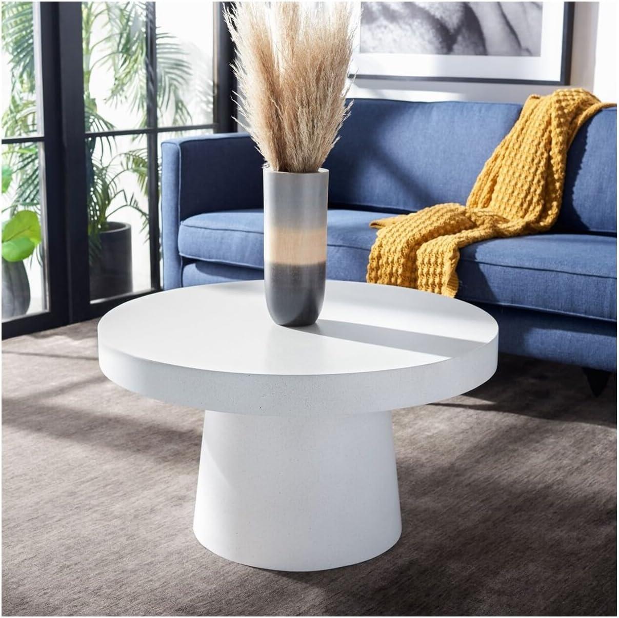 Jaria Faux Concrete Coffee Table - White Terrazzo - Safavieh