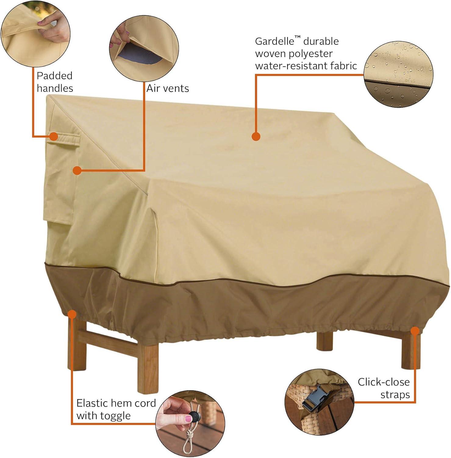 Beige and Brown Water-Resistant Patio Sofa Cover