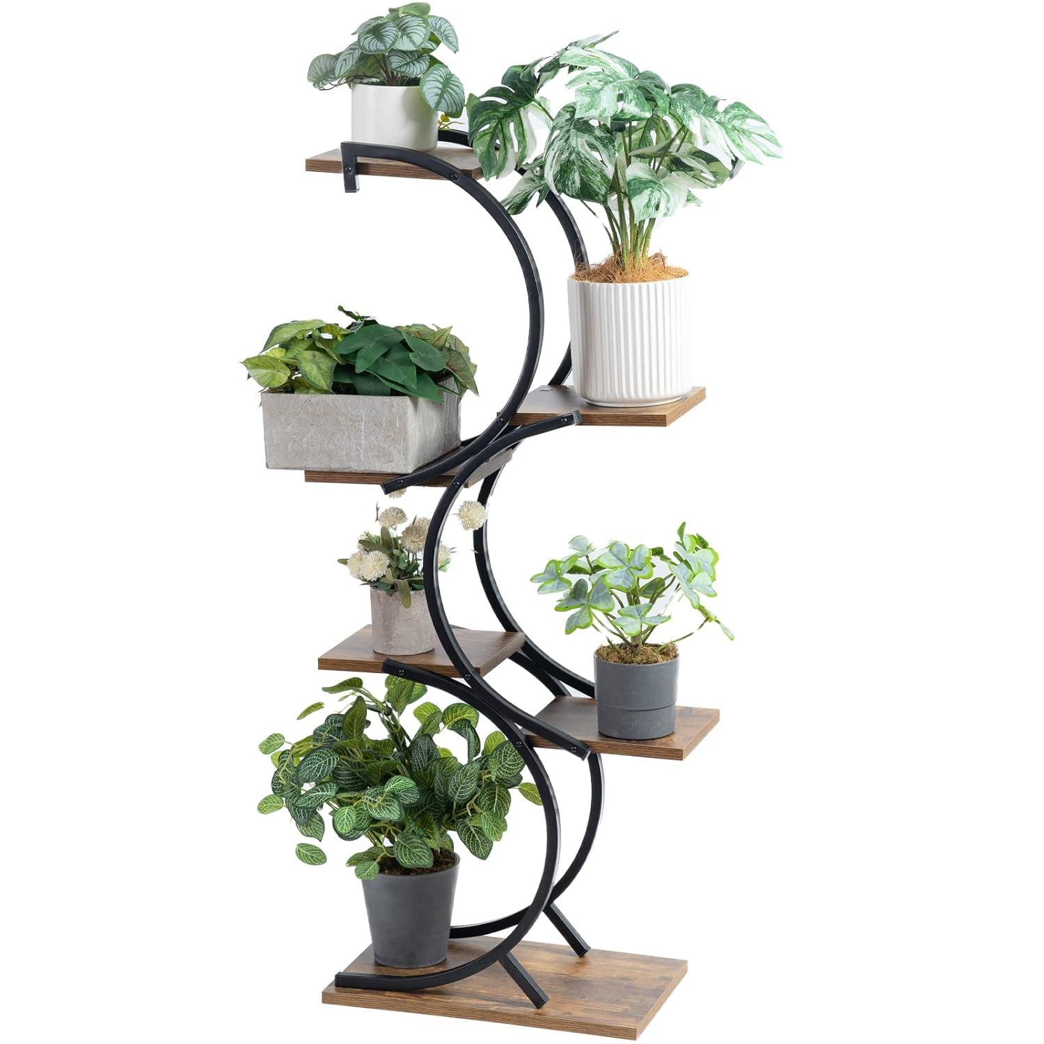 CHPHI Plant Stand Indoor 6-Tier wrought iron Plant Stand Green Indoor Tiered Use Office Home Decor, Flower Pot Holder Shelf for Living Room, Patio, Balcony