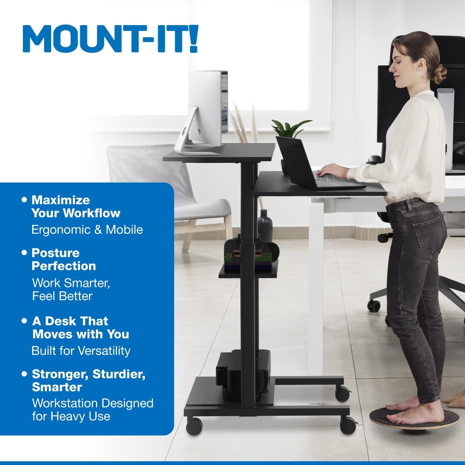 Mount-it Adjustable Metal Base Standing Desk Converter