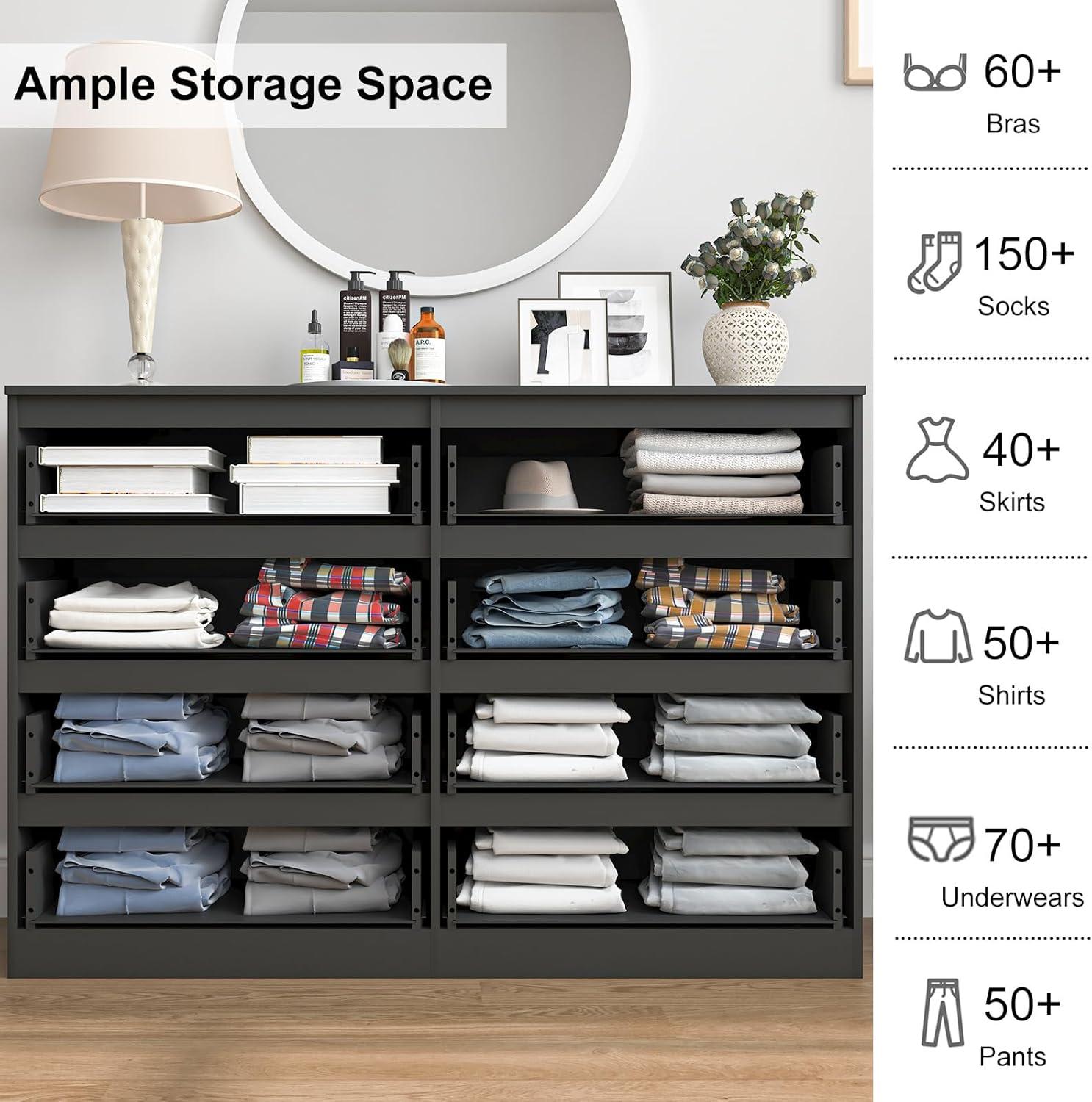 Hommoo 6 Drawer Double Dresser for Bedroom Black
