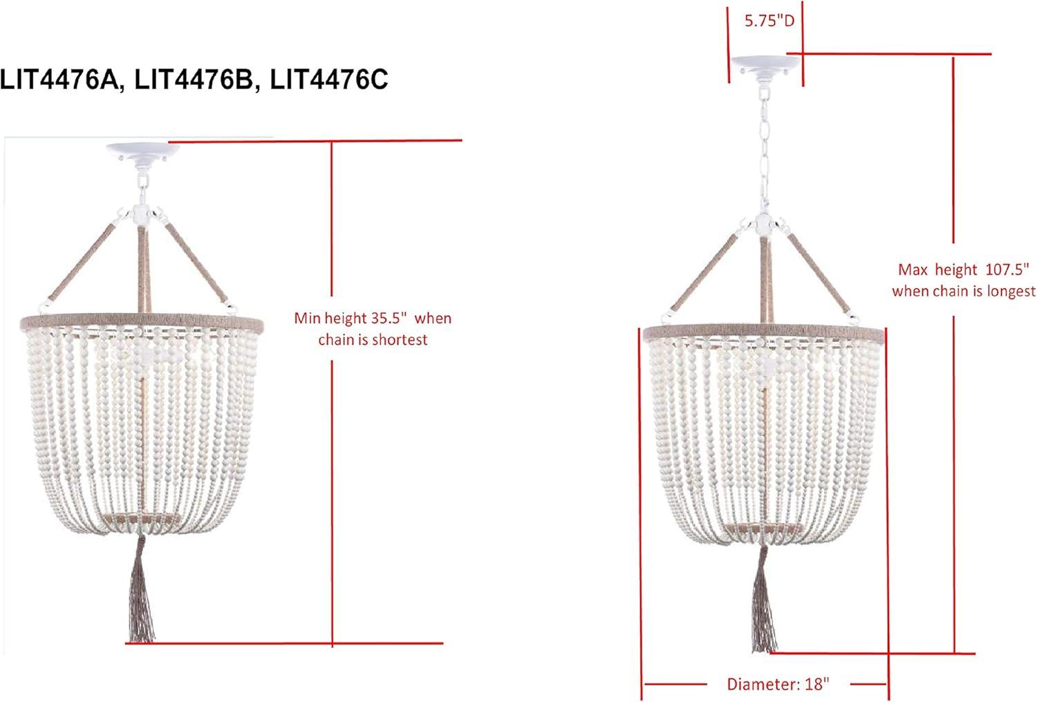 Angie Beads Pendant Lamp - LIT4476 - Cream - Safavieh