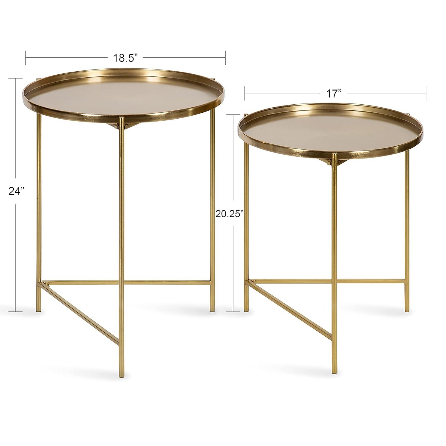 Kate and Laurel Ulani Round Metal Nesting Table, 2 Piece, Gold
