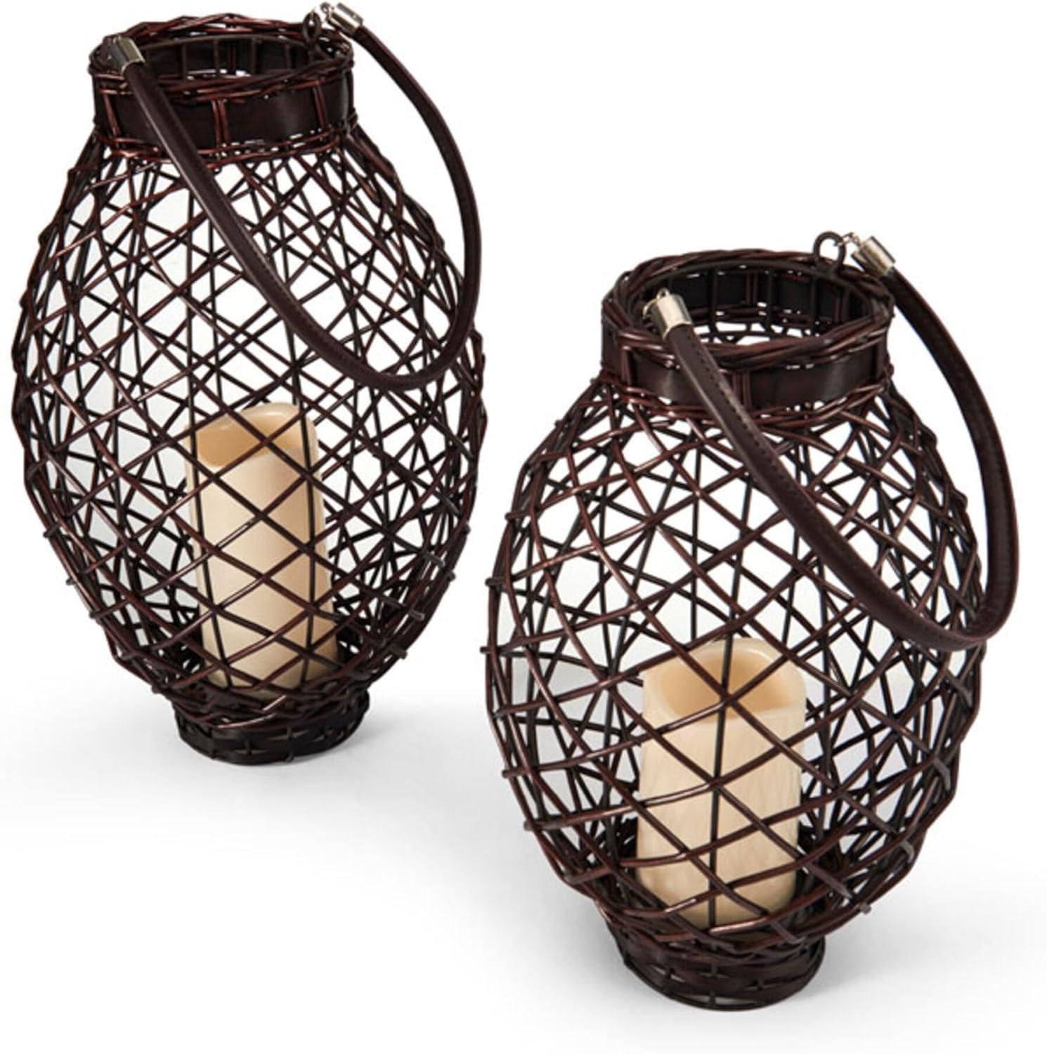 Wicker Tabletop Lantern with Candle Included