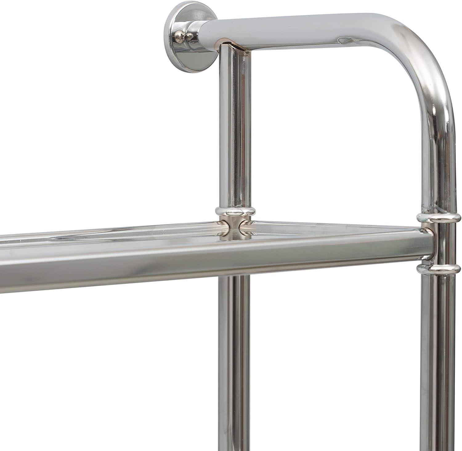 Organize It All Two Tier Bath Shelf Chrome : Microfiber, Machine Washable, Non-Slip Backing