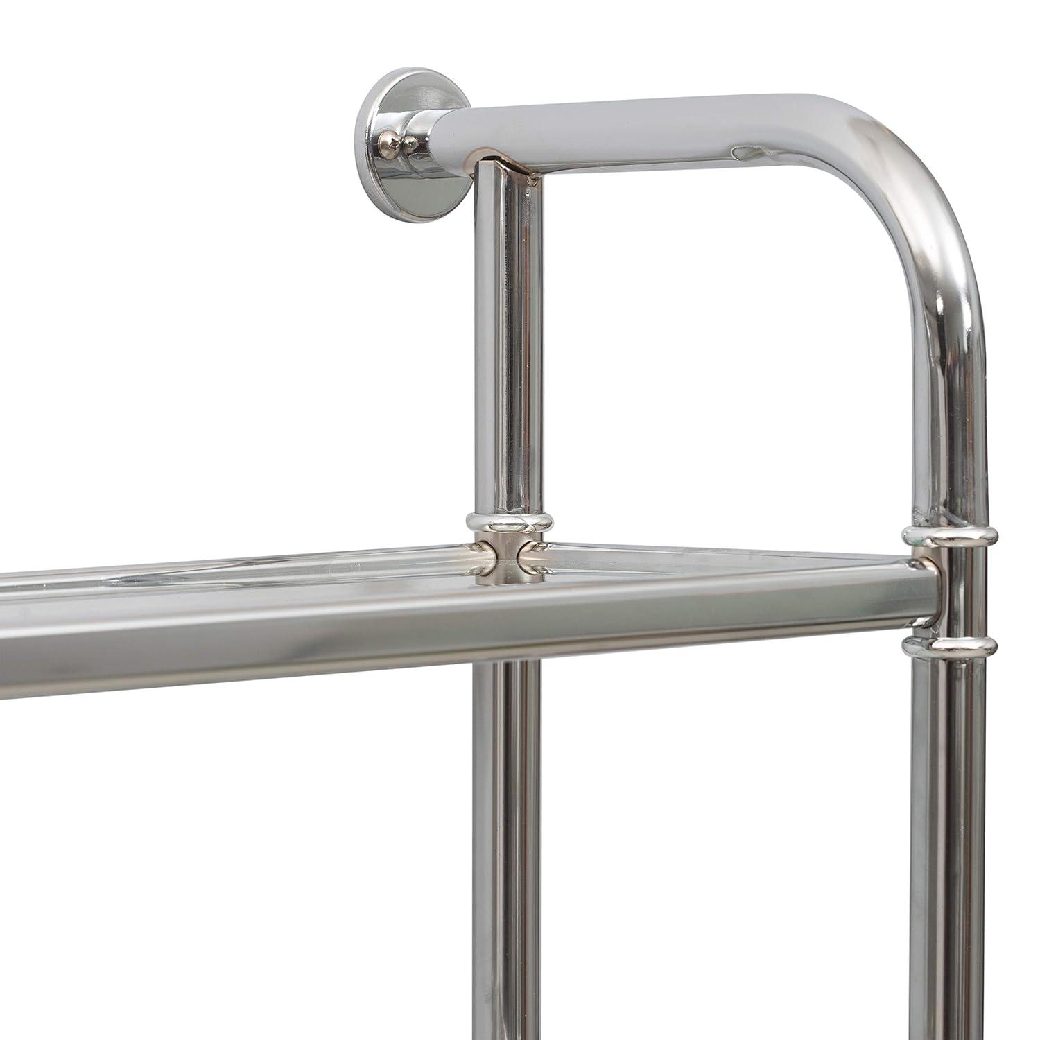 Organize It All Two Tier Bath Shelf Chrome : Microfiber, Machine Washable, Non-Slip Backing