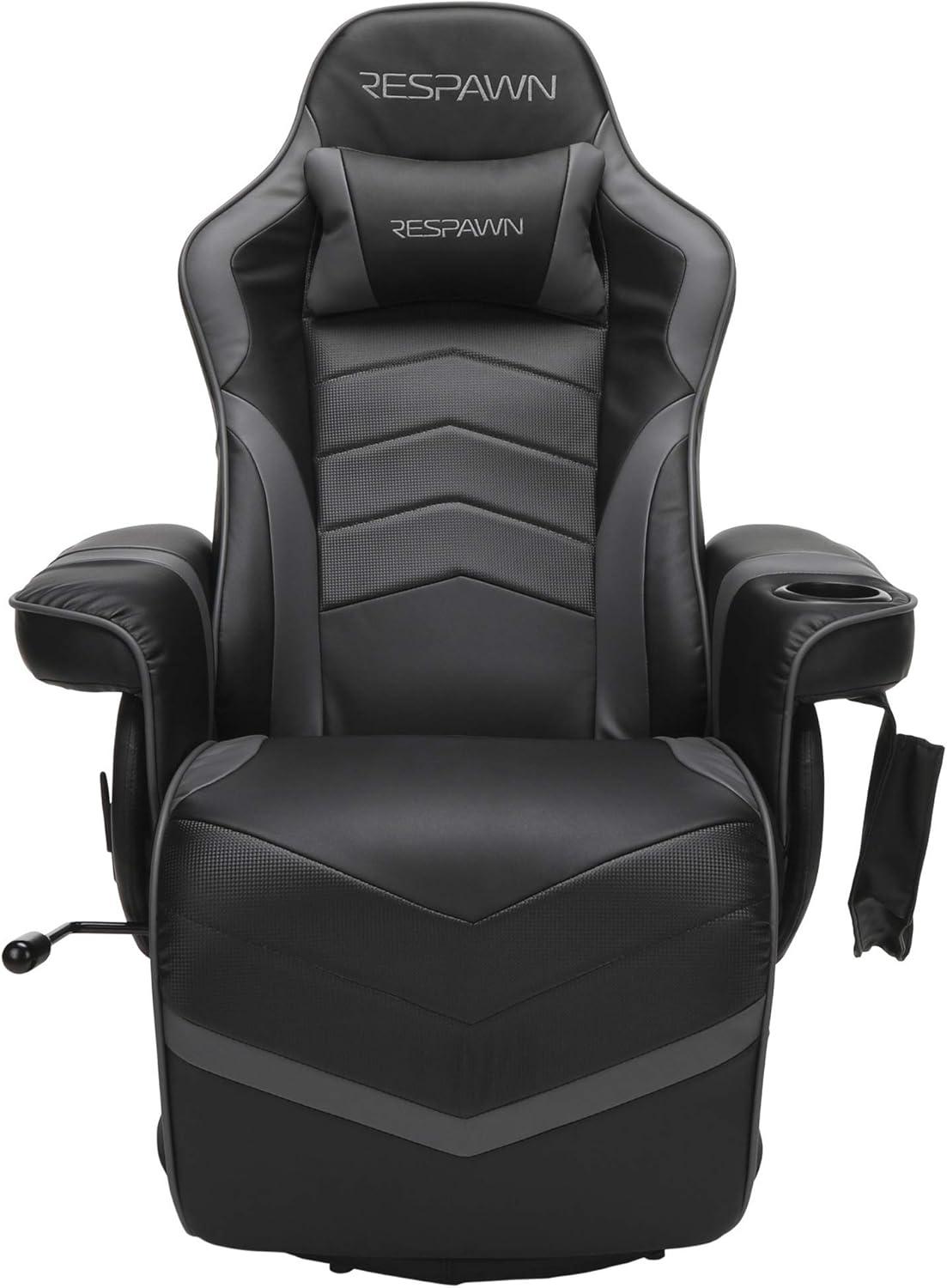 Gray Racing Style Gaming Recliner with Footrest and Cup Holder