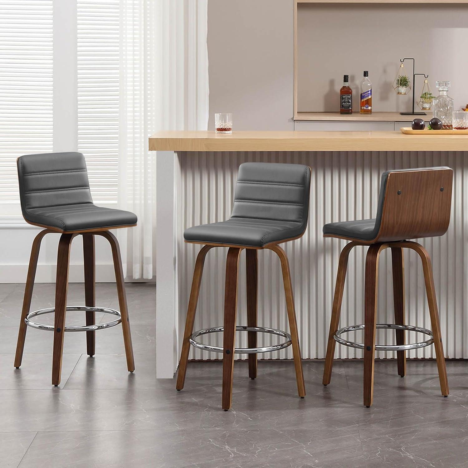 Upholstered  Swivel Counter & Bar Stool (Set of 3)