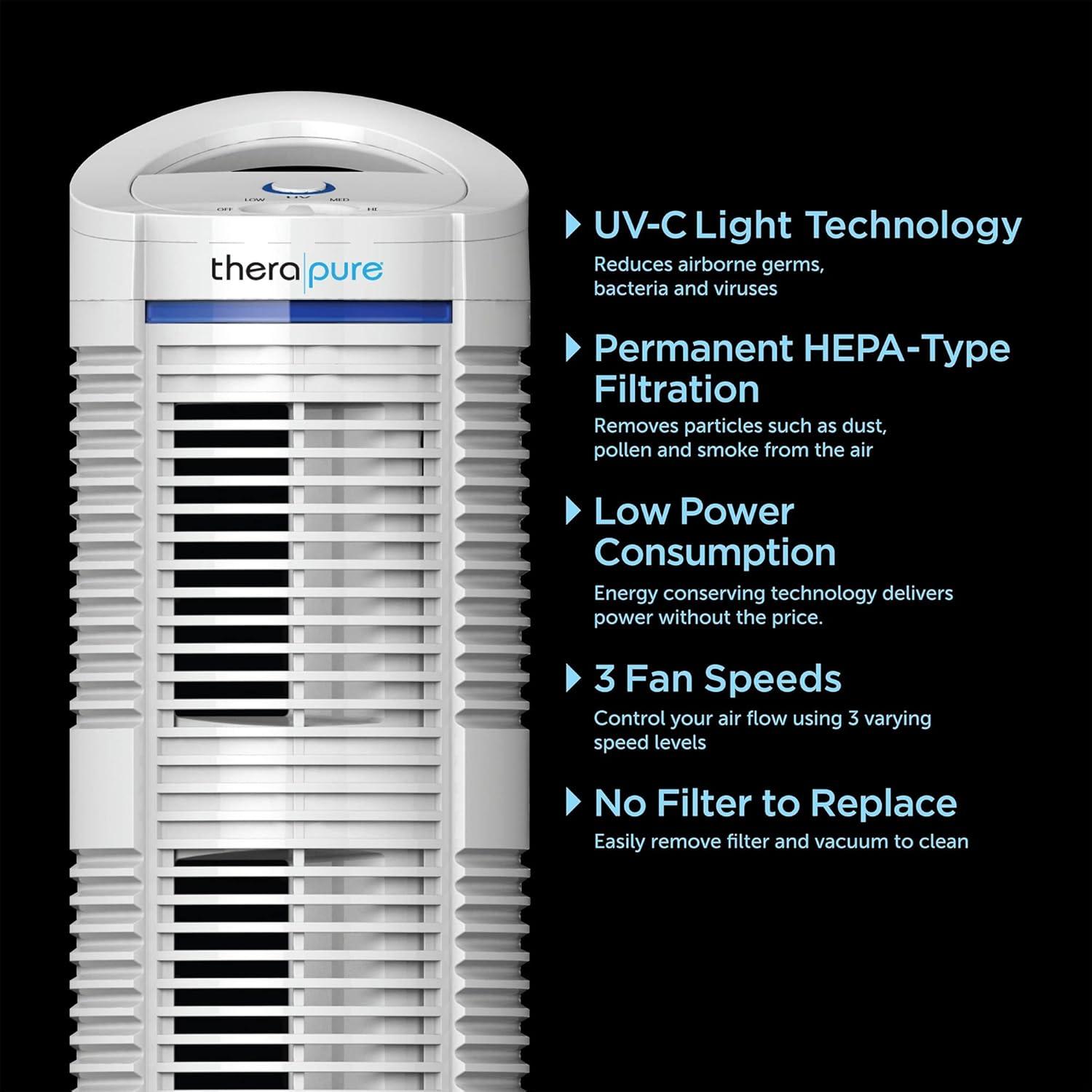 Envion Therapure 220H UV Germicidal HEPA Style Air Purifier 3-Speed White