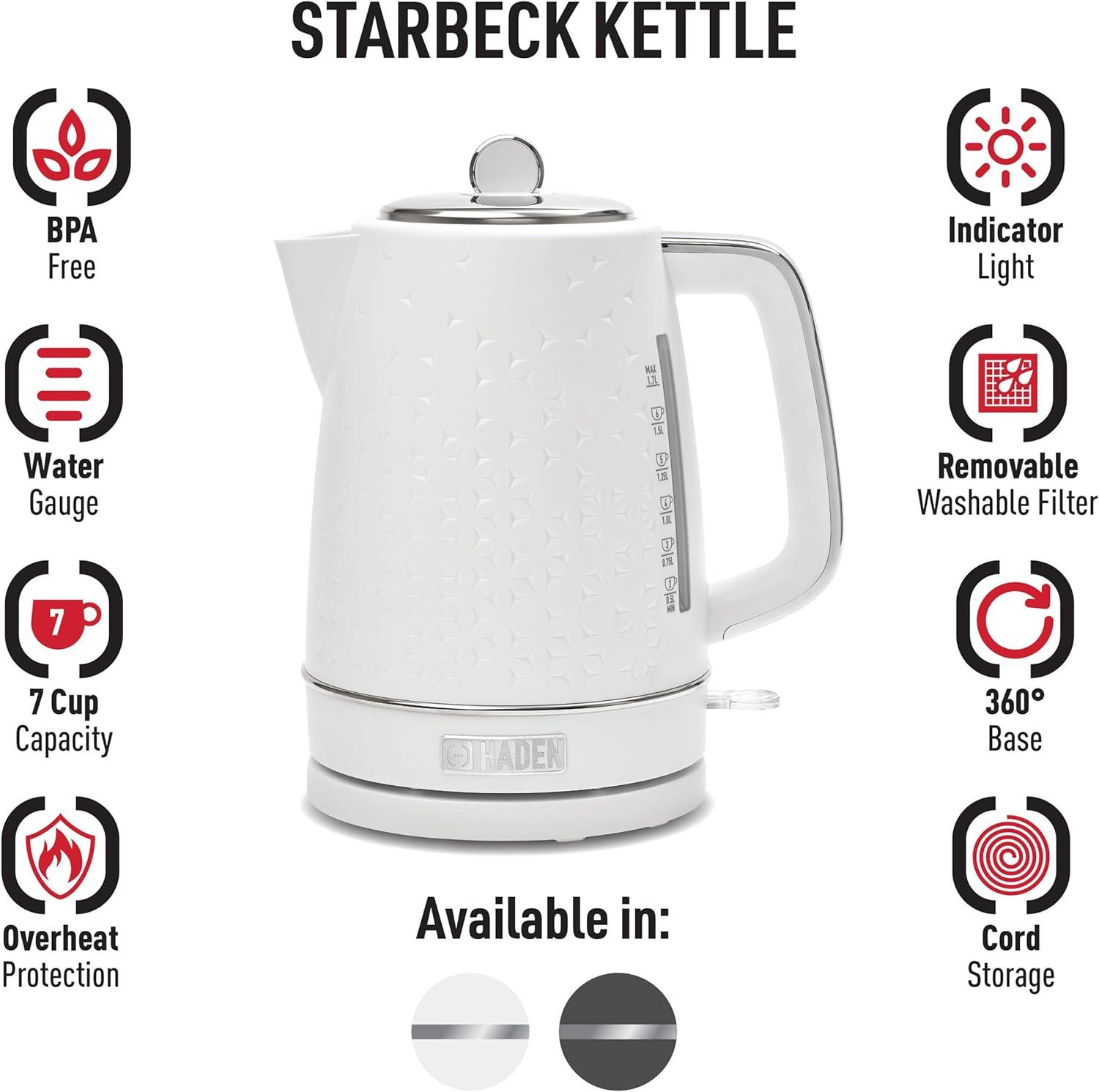 HADEN Starbeck White Electric Tea Kettle