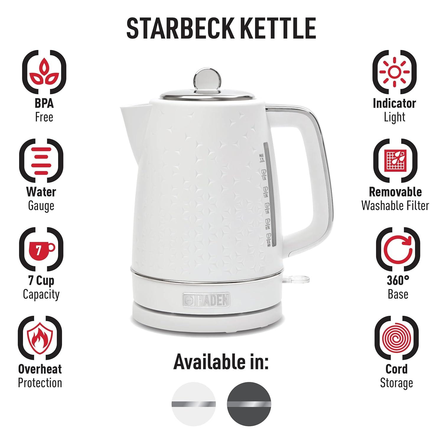 HADEN Starbeck White Electric Tea Kettle