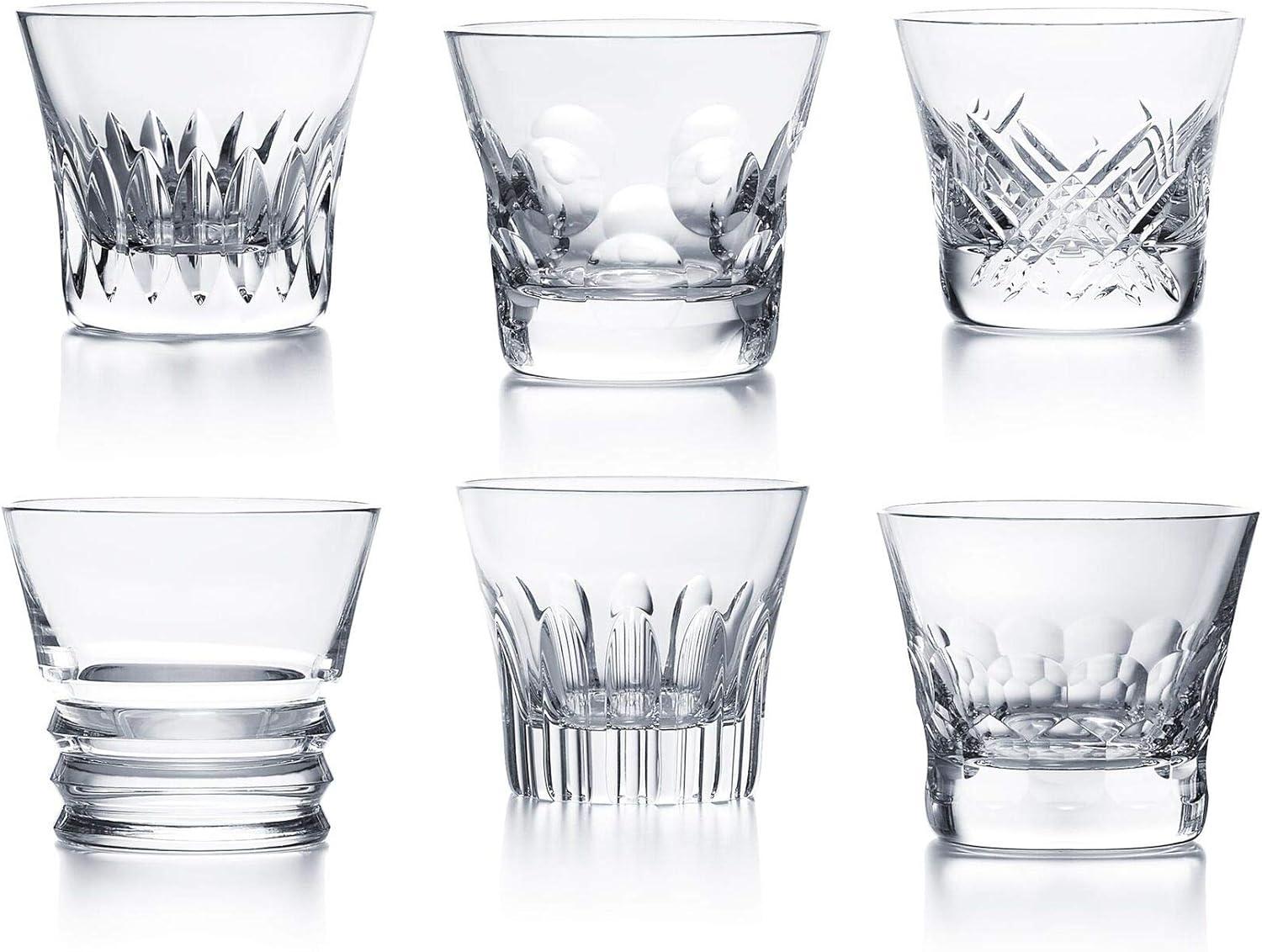 Elegant Clear Crystal Assorted Pattern Tumblers Set of Six
