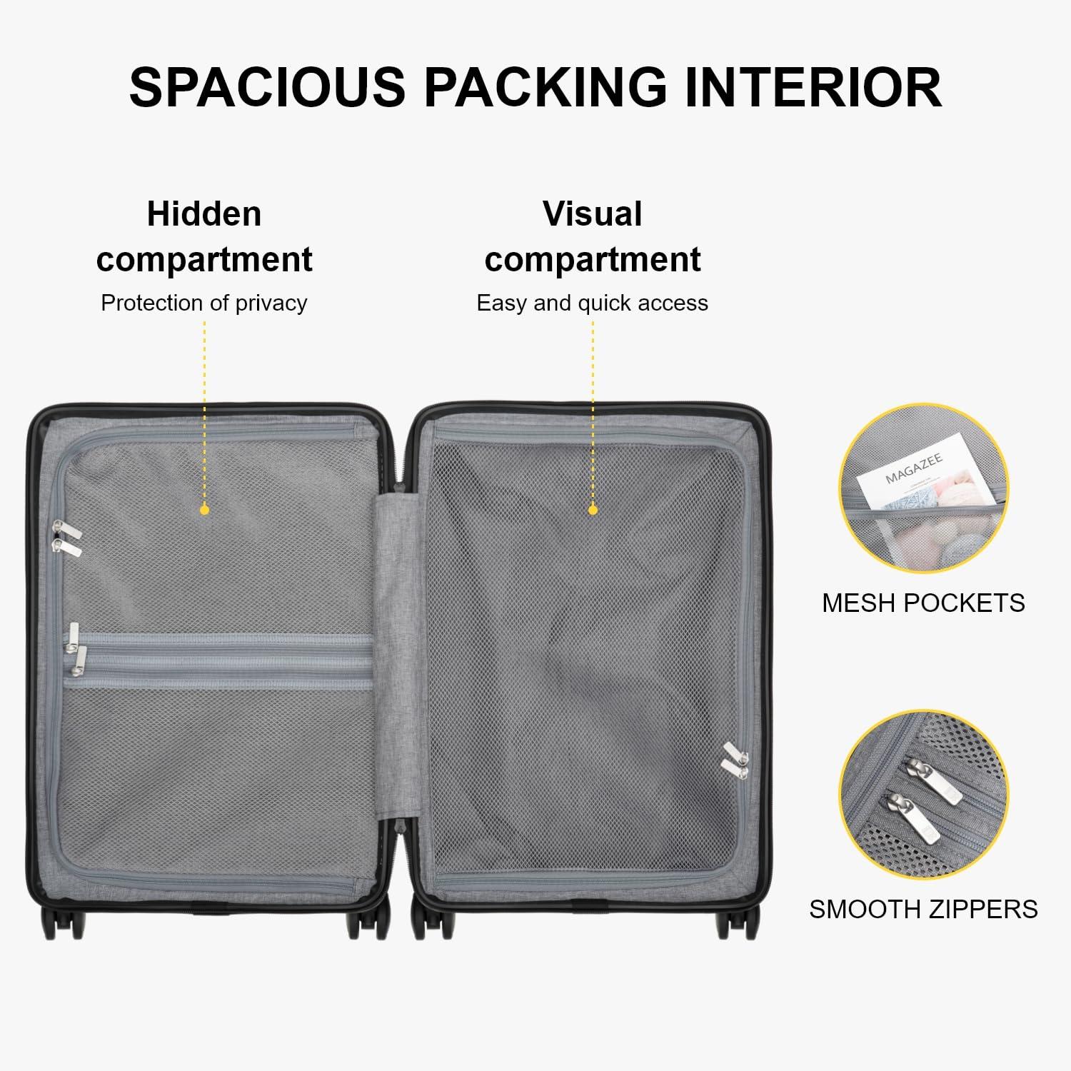 LEVEL8 Carry on Luggage Airline Approved with Spinner Wheels, Lightweight Luminous Textured Travel Bags for Women Men, Tsa Lock Cabin Suitcase, 20 Inch, Pickle Green