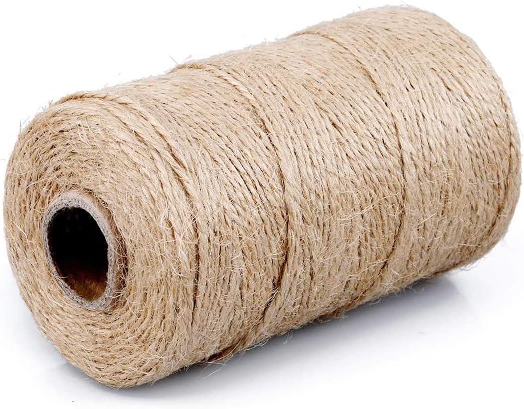 SMART&CASUAL 328Ft Jute Twine String Thin Natural Hemp Twine for Gift Wrapping Craft Plant Garden Christmas Handmade Arts Decoration Packing String Home Decor (328 Ft (100M))