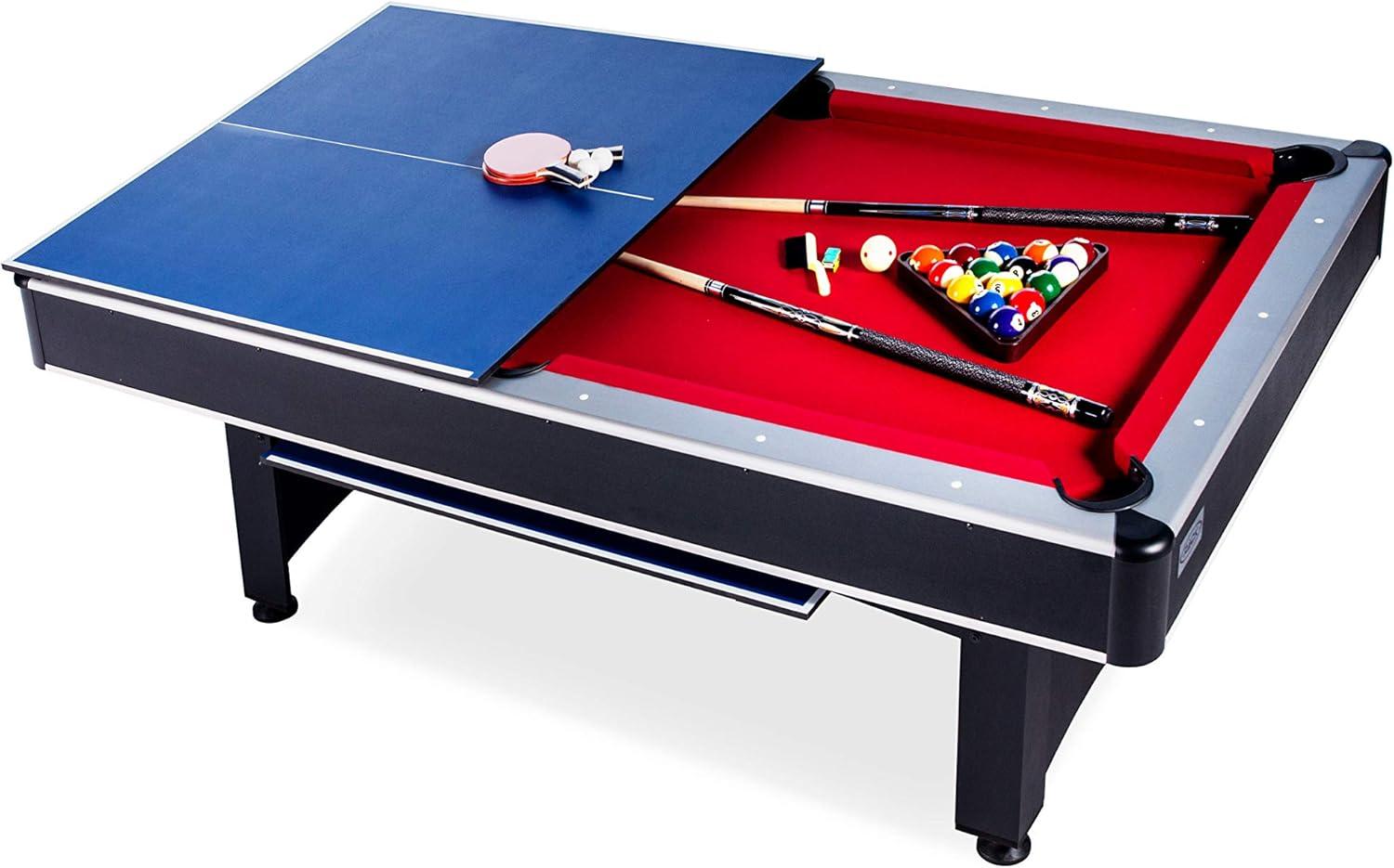 RACK Scorpius 7-Foot Multi Game with Table Tennis Billiard/Pool Table Tennis (Red)