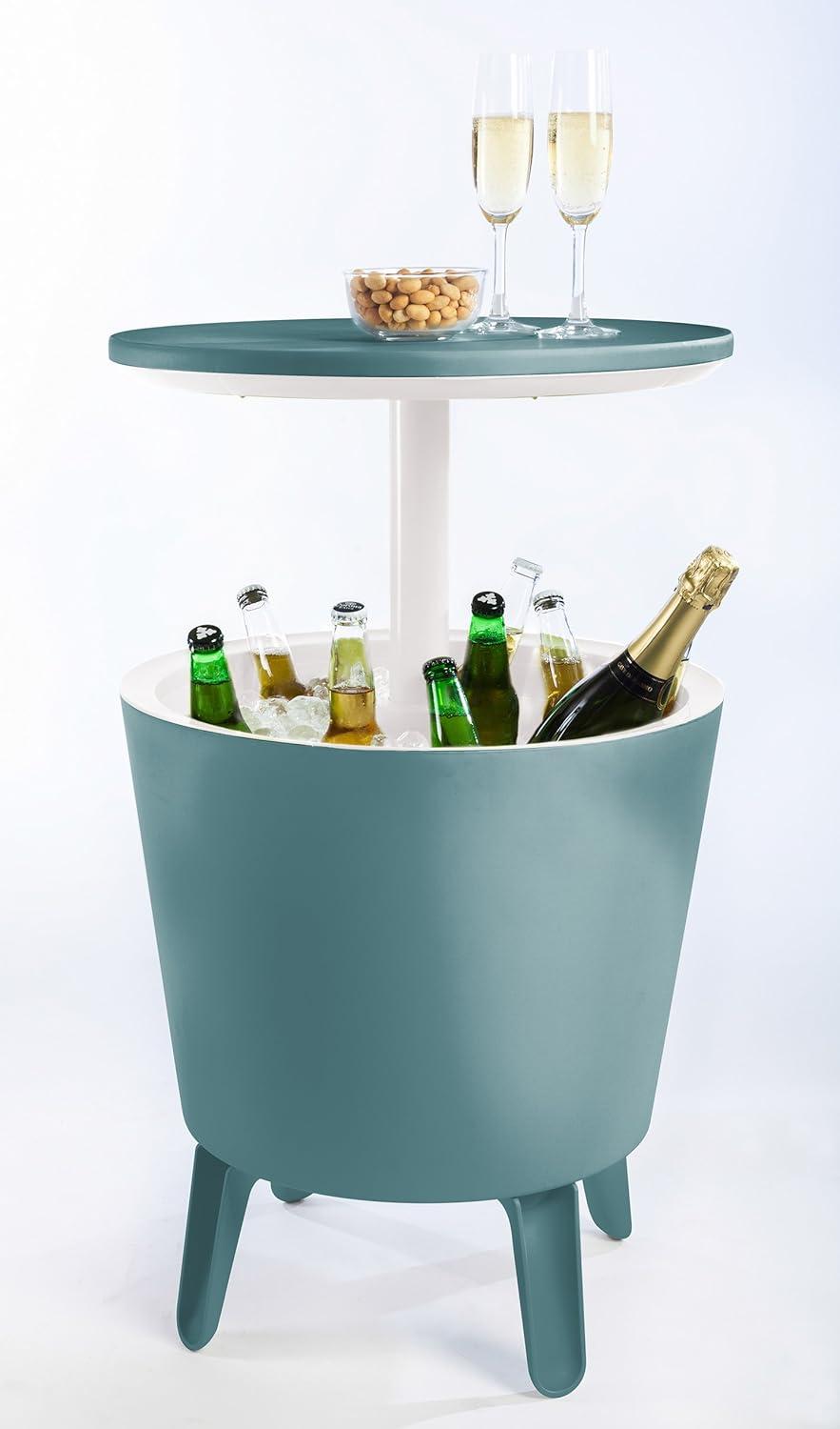 Keter 32 Qt. Cool Bar Cooler Outdoor Weather Resistant Patio Furniture 2 in 1 Side Table and Bar