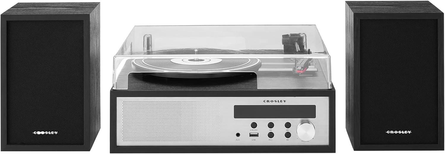 Crosley Sloane Shelf System Vinyl Record Player - Black