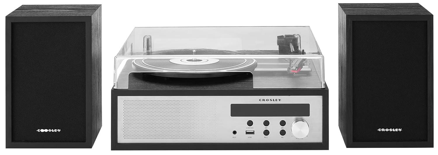 Crosley Sloane Shelf System Vinyl Record Player - Black