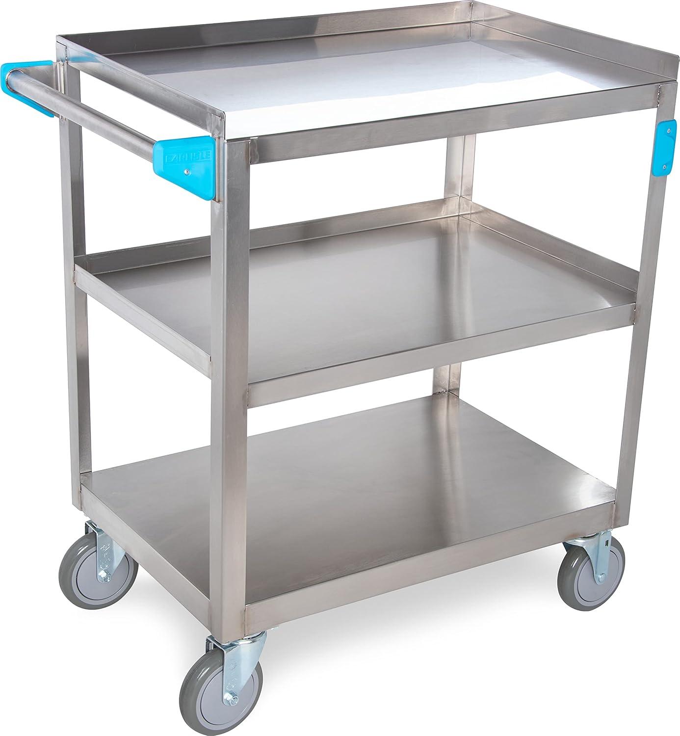 Stainless Steel 3-Shelf Utility Cart with Rubber Bumpers