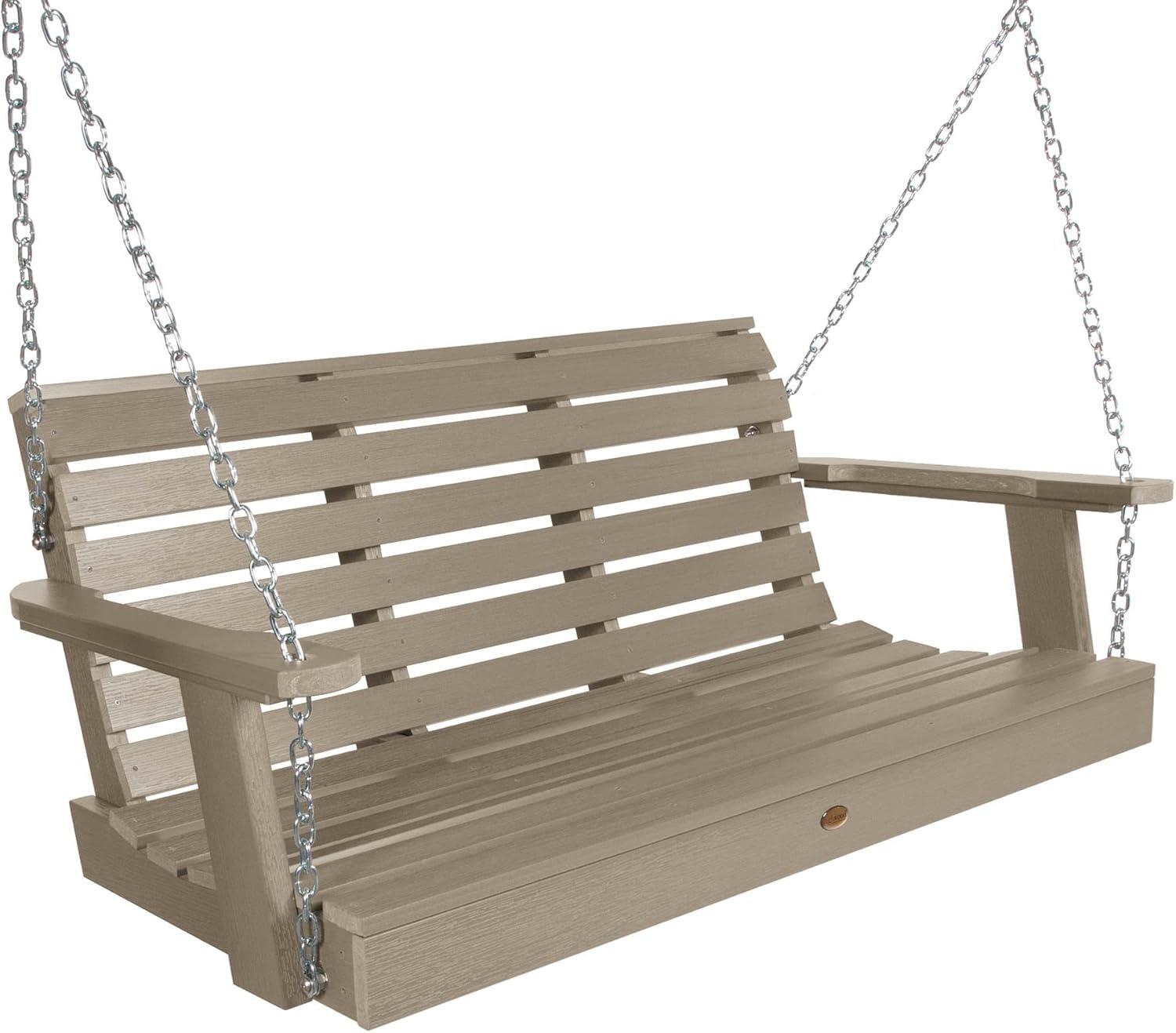 Weatherly 52" Woodland Brown Recycled Plastic Outdoor Porch Swing