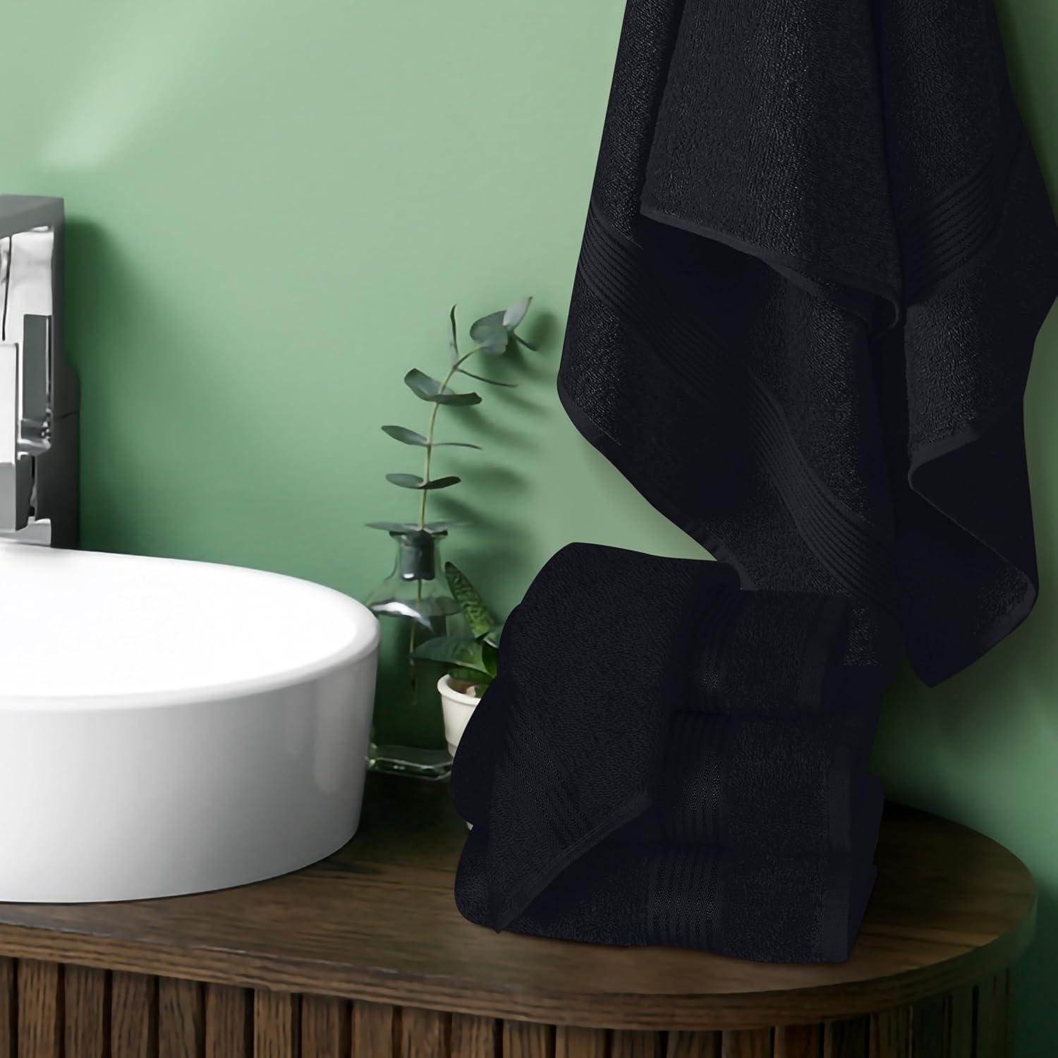 Oversized Black Cotton Bath Towel Set