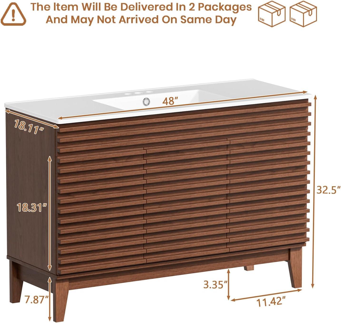 48'' Double Bathroom Vanity with Carrara Marble Top