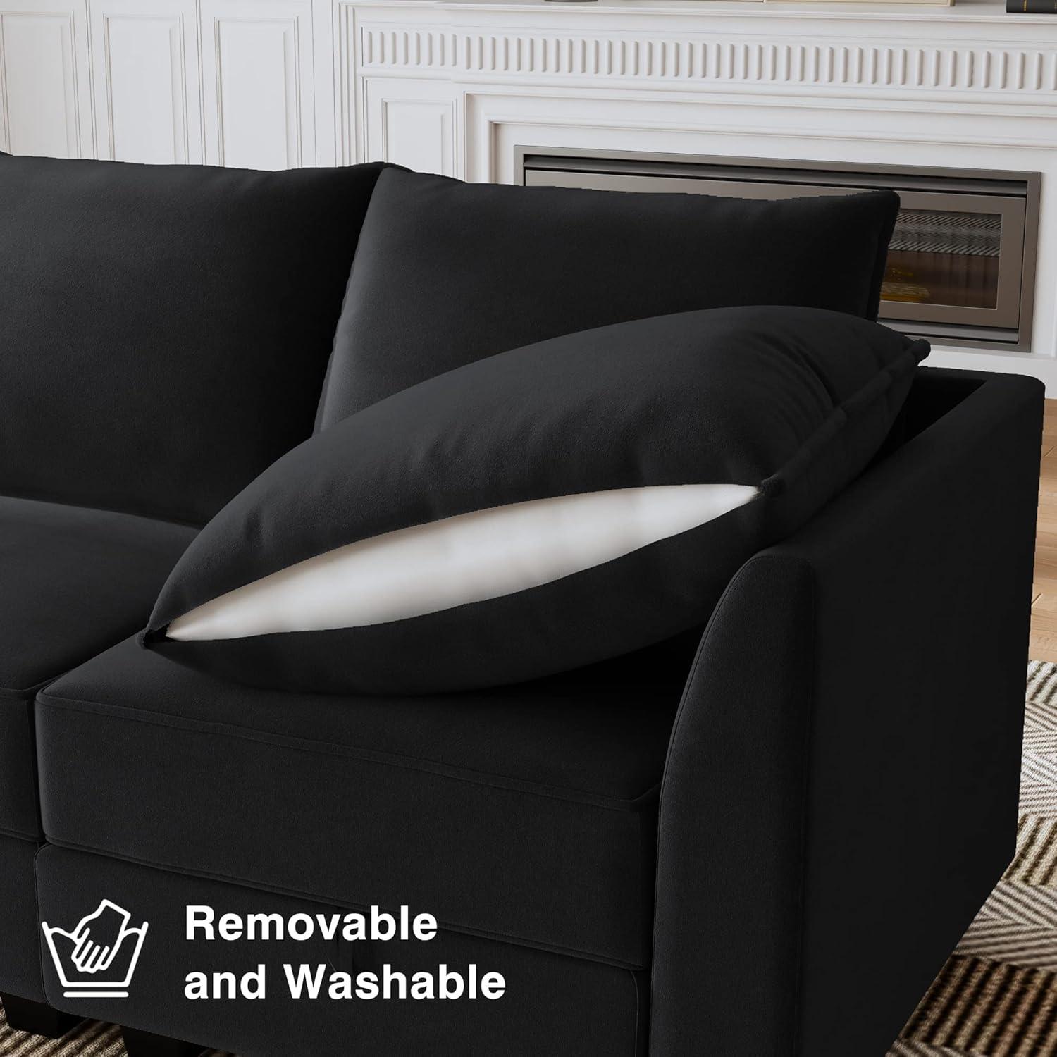 HONBAY Middle Module for Modular Sectional Sofa Couch, Accent Armless Chair with Storage Seat, Velvet Black