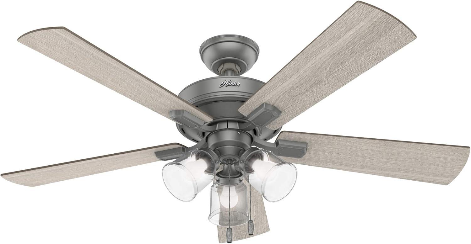 52" Crestfield 5 - Blade Modern Farmhouse Indoor Ceiling Fan with Light and Pull Chains