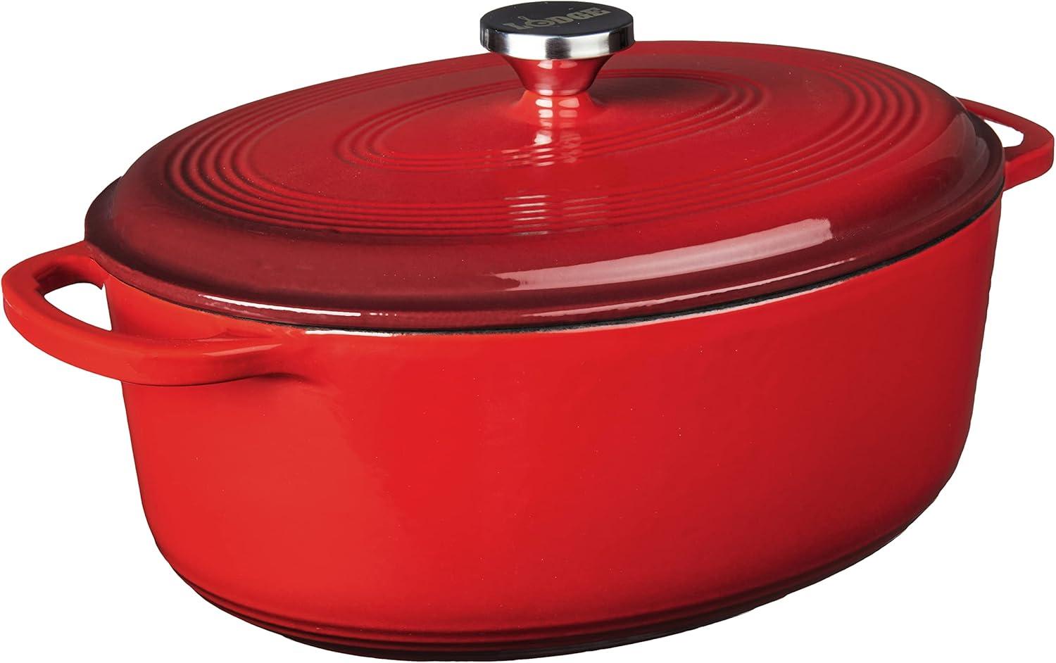 Classic 7 Quart Red Enameled Cast Iron Dutch Oven