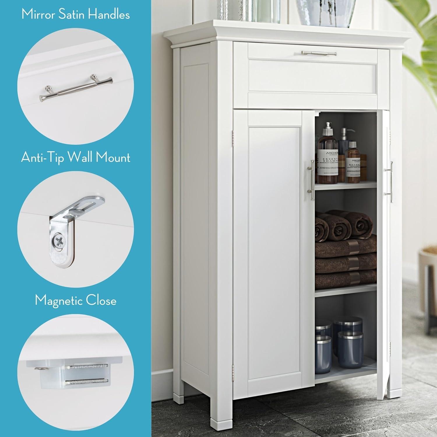 RiverRidge Somerset Two-Door Bathroom and Laundry Storage Cabinet with Drawer and Adjustable Shelf