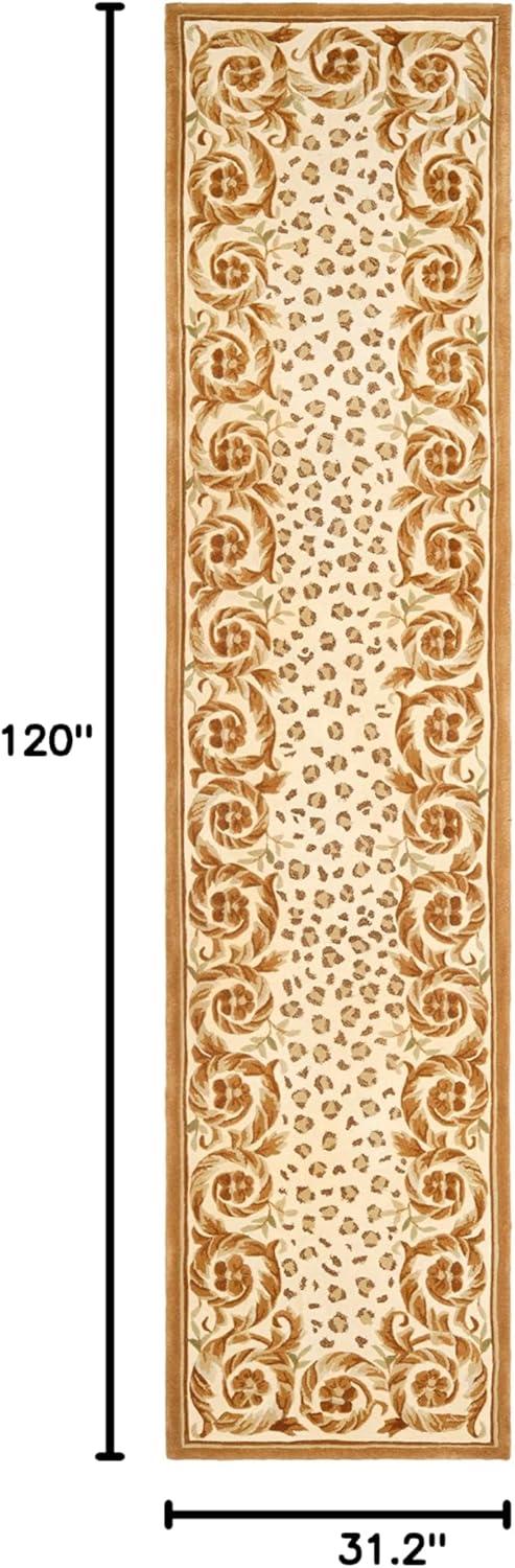 Handmade Rectangular Beige and Brown Wool Accent Rug